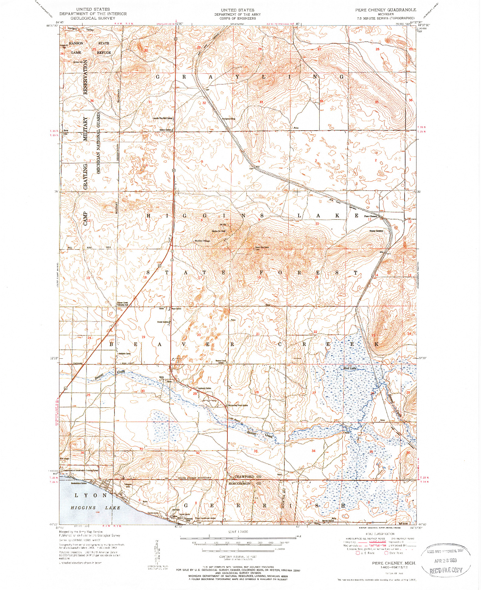 USGS 1:24000-SCALE QUADRANGLE FOR PERE CHENEY, MI 1951