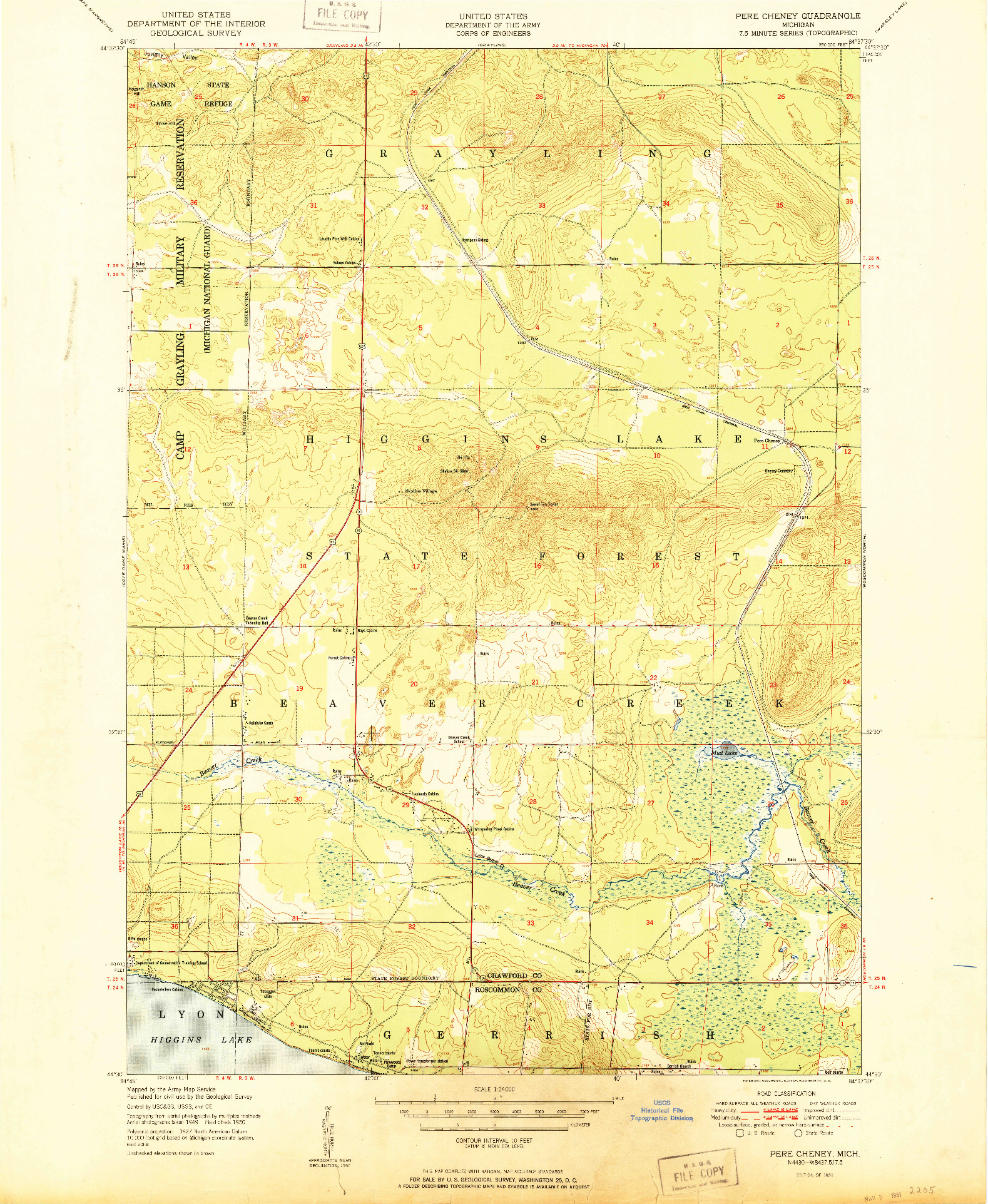 USGS 1:24000-SCALE QUADRANGLE FOR PERE CHENEY, MI 1951