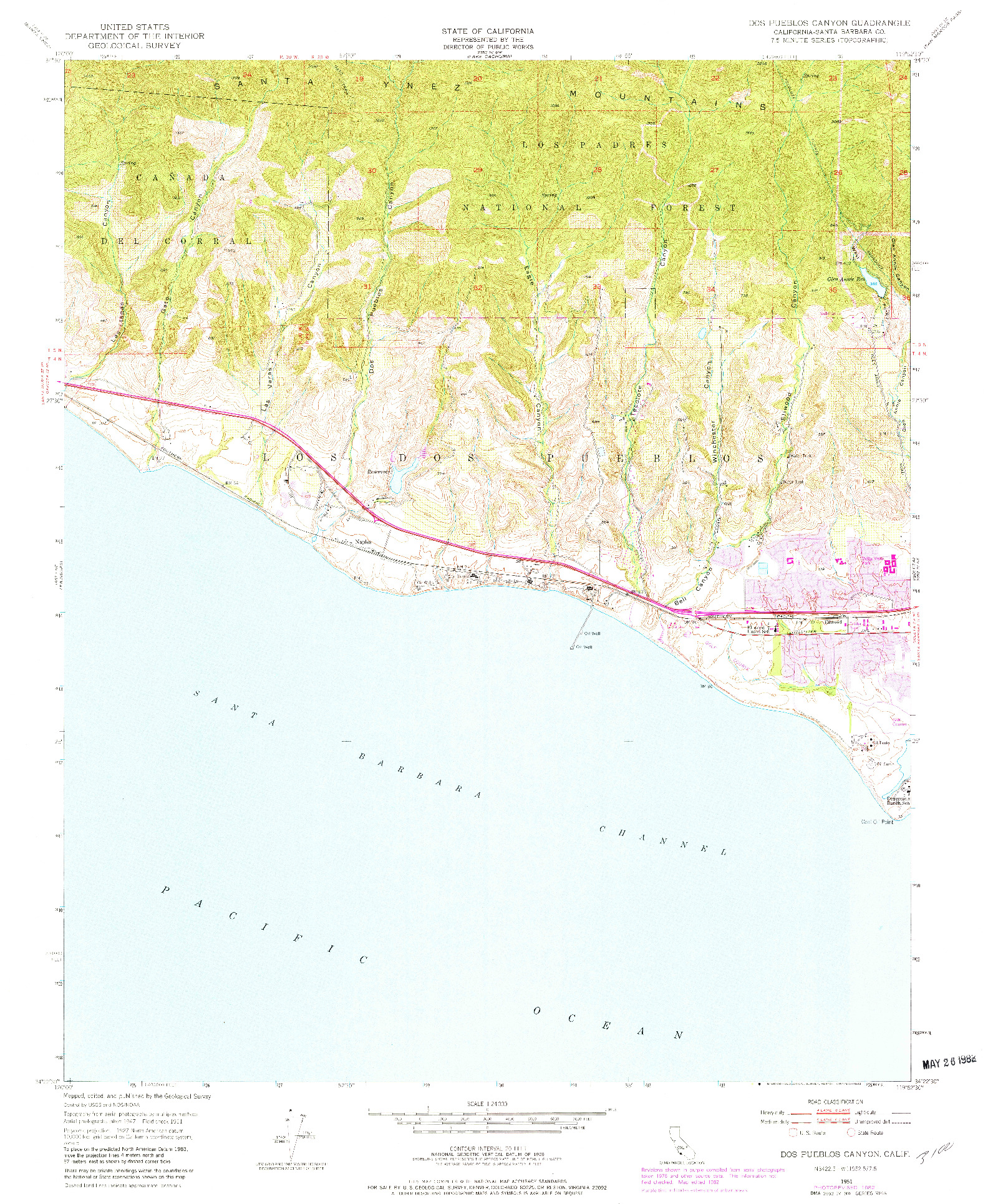 USGS 1:24000-SCALE QUADRANGLE FOR DOS PUEBLOS CANYON, CA 1951