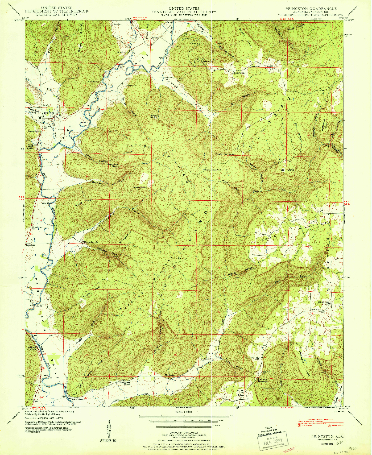USGS 1:24000-SCALE QUADRANGLE FOR PRINCETON, AL 1951