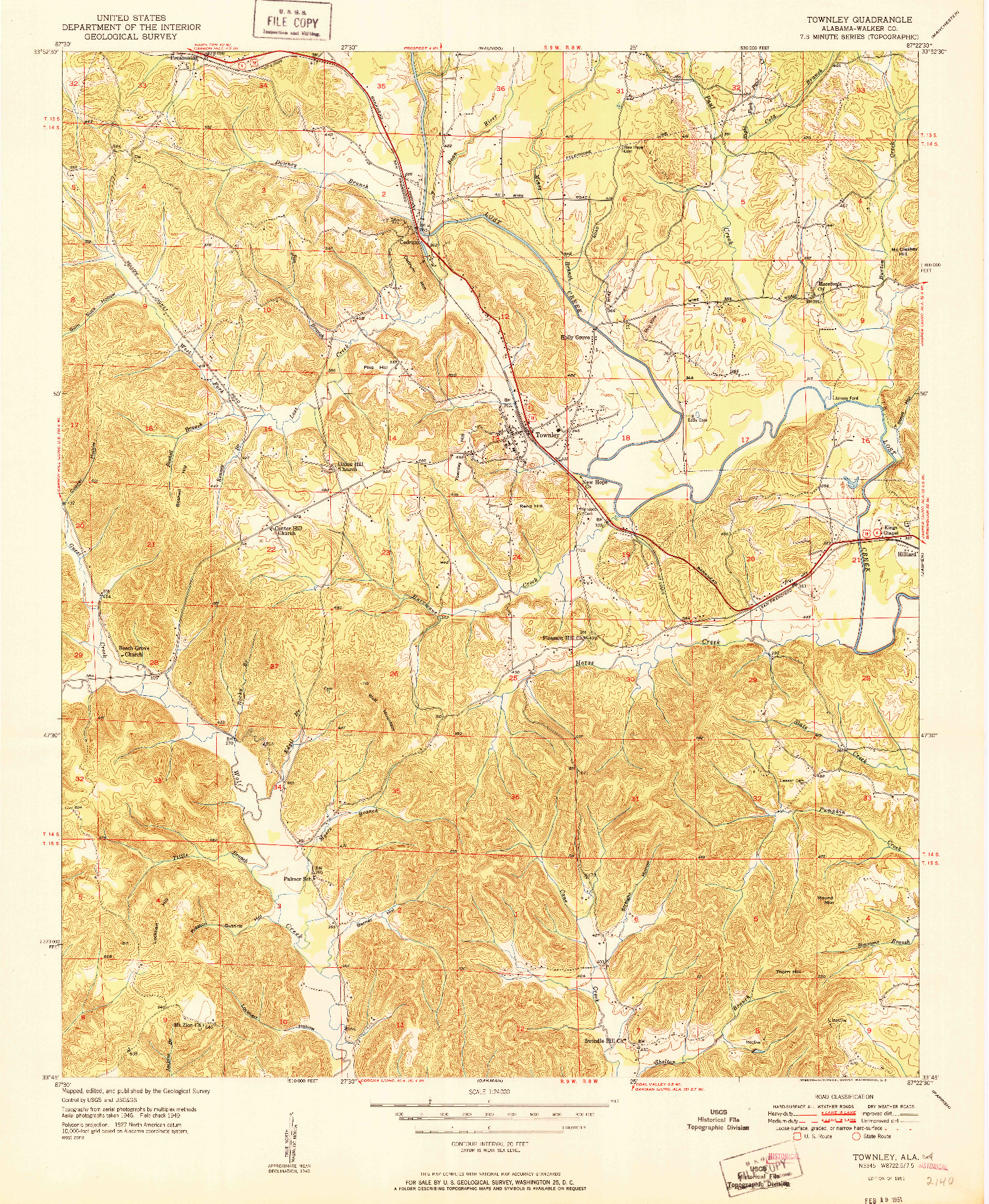 USGS 1:24000-SCALE QUADRANGLE FOR TOWNLEY, AL 1951