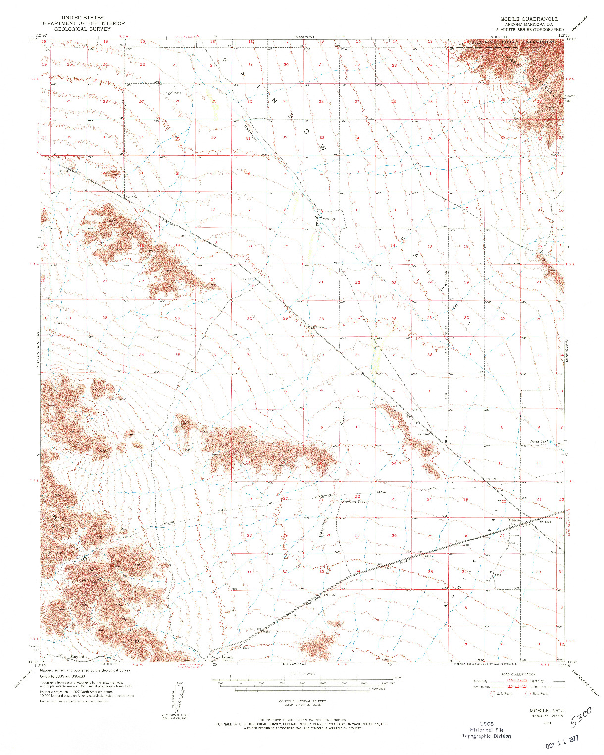 USGS 1:62500-SCALE QUADRANGLE FOR MOBILE, AZ 1951