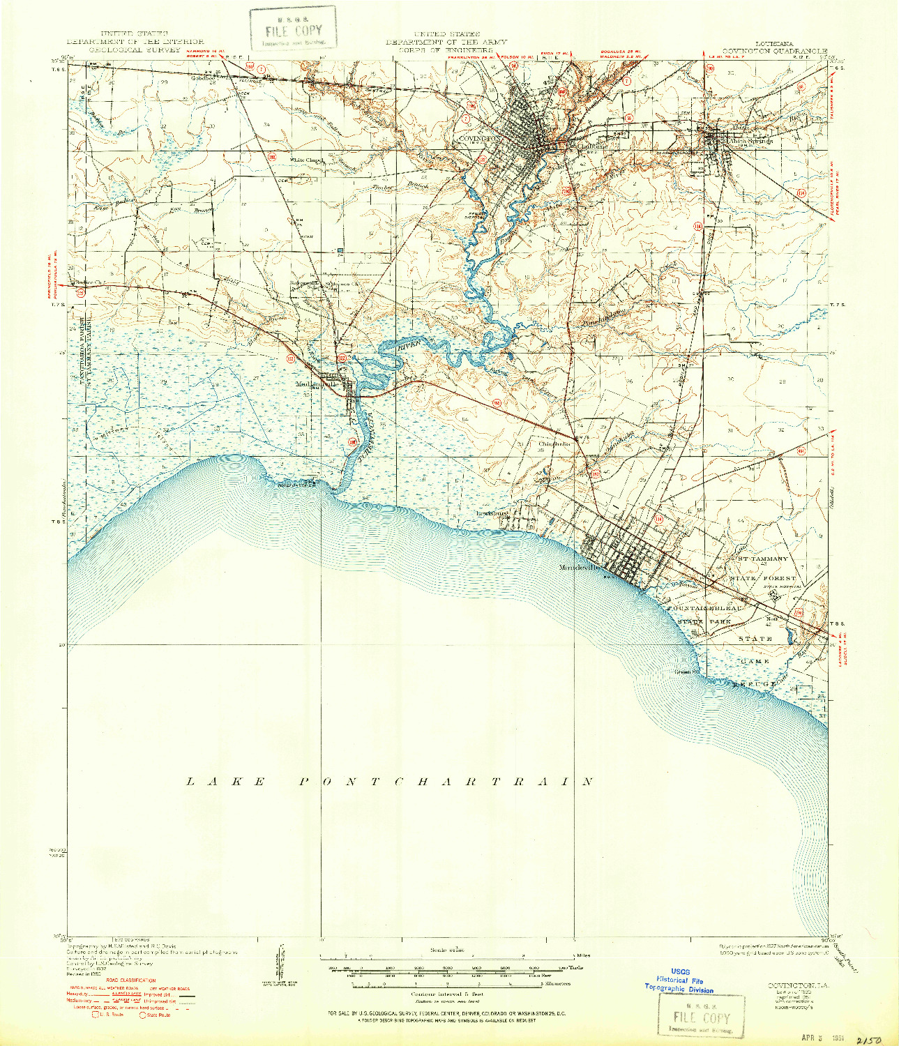 USGS 1:62500-SCALE QUADRANGLE FOR COVINGTON, LA 1935