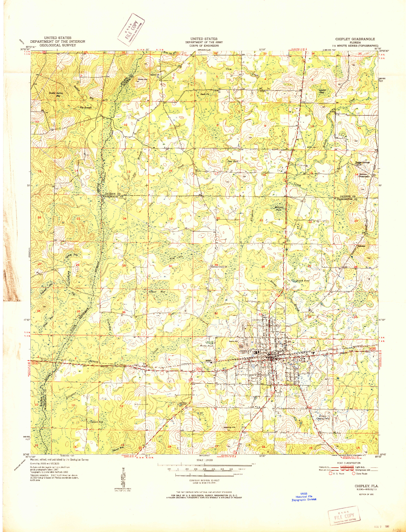 USGS 1:24000-SCALE QUADRANGLE FOR CHIPLEY, FL 1951