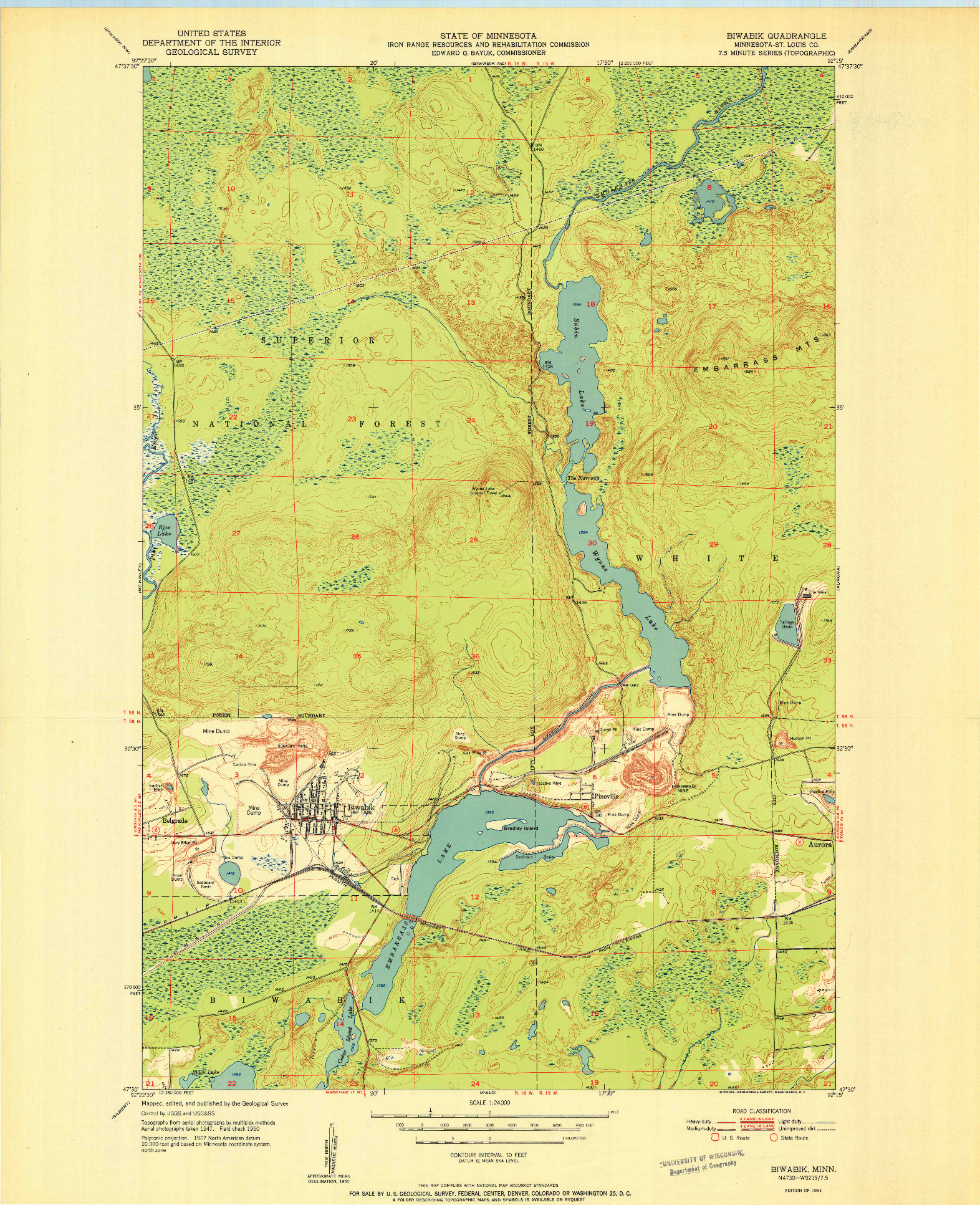 USGS 1:24000-SCALE QUADRANGLE FOR BIWABIK, MN 1951