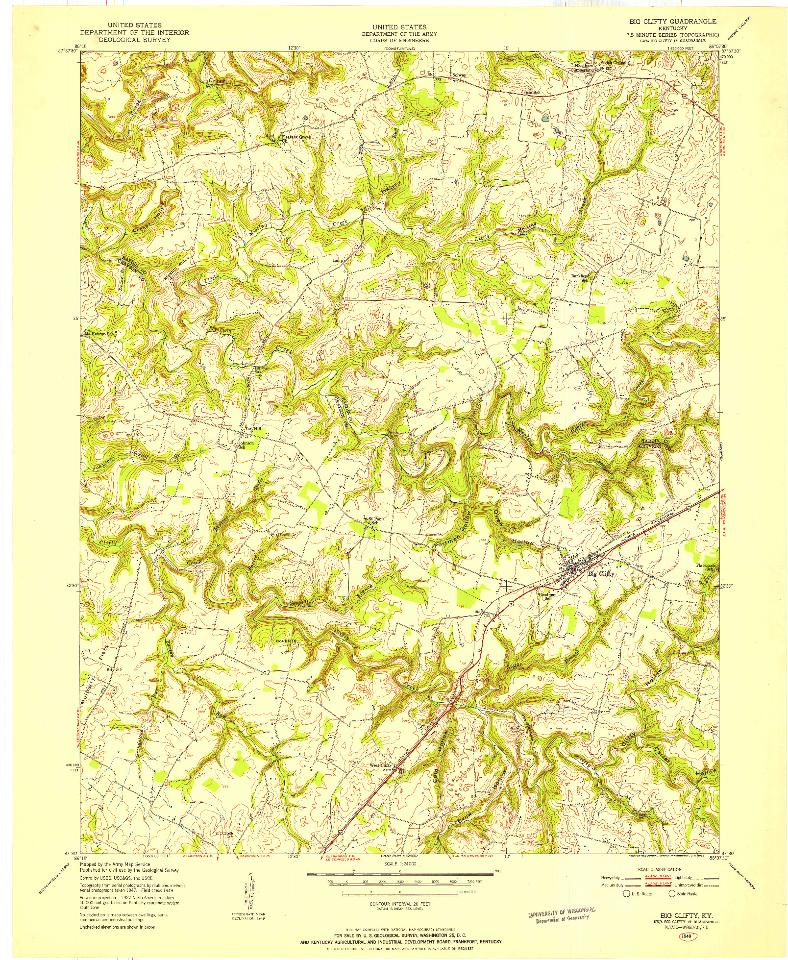 USGS 1:24000-SCALE QUADRANGLE FOR BIG CLIFTY, KY 1949
