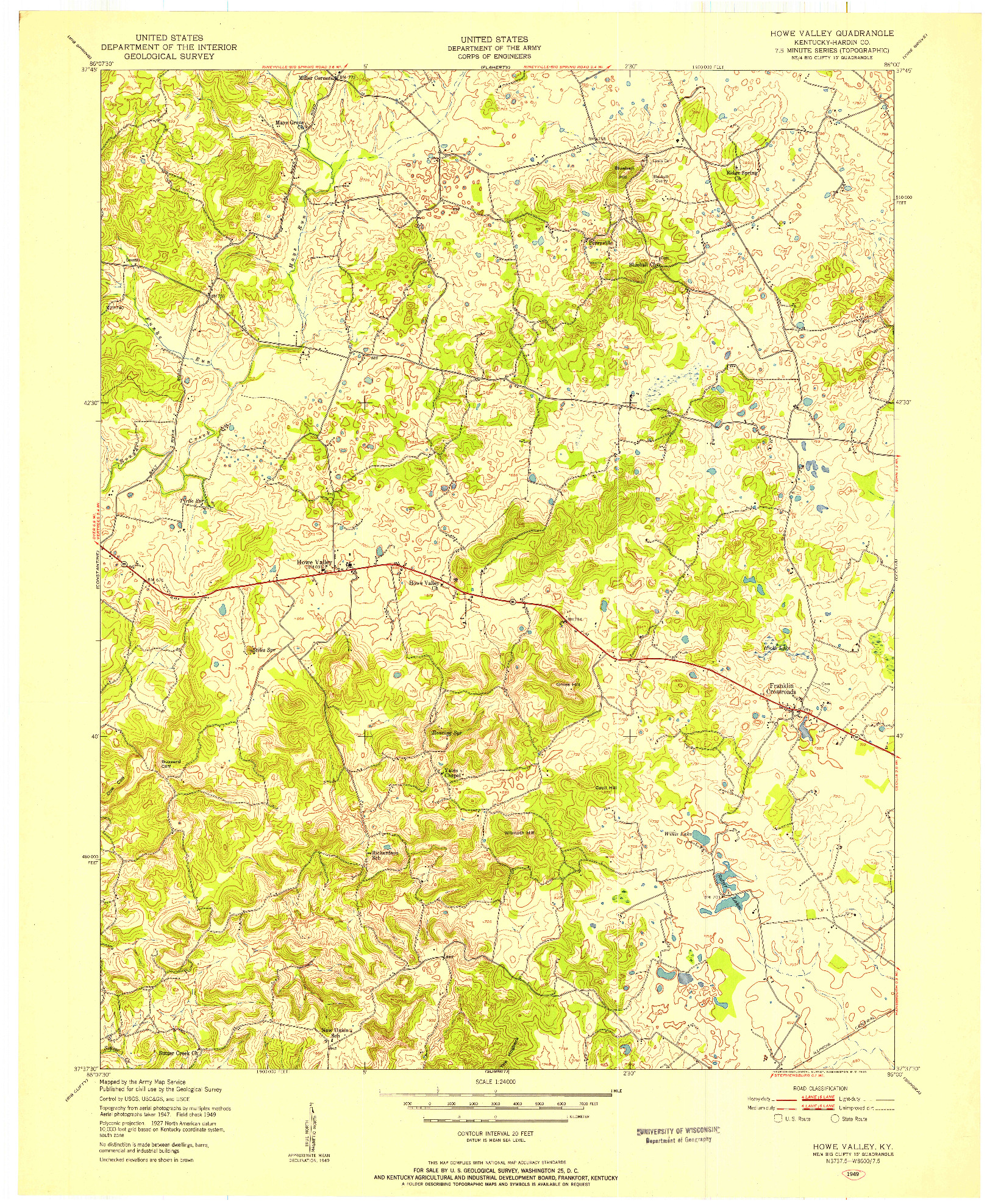 USGS 1:24000-SCALE QUADRANGLE FOR HOWE VALLEY, KY 1949