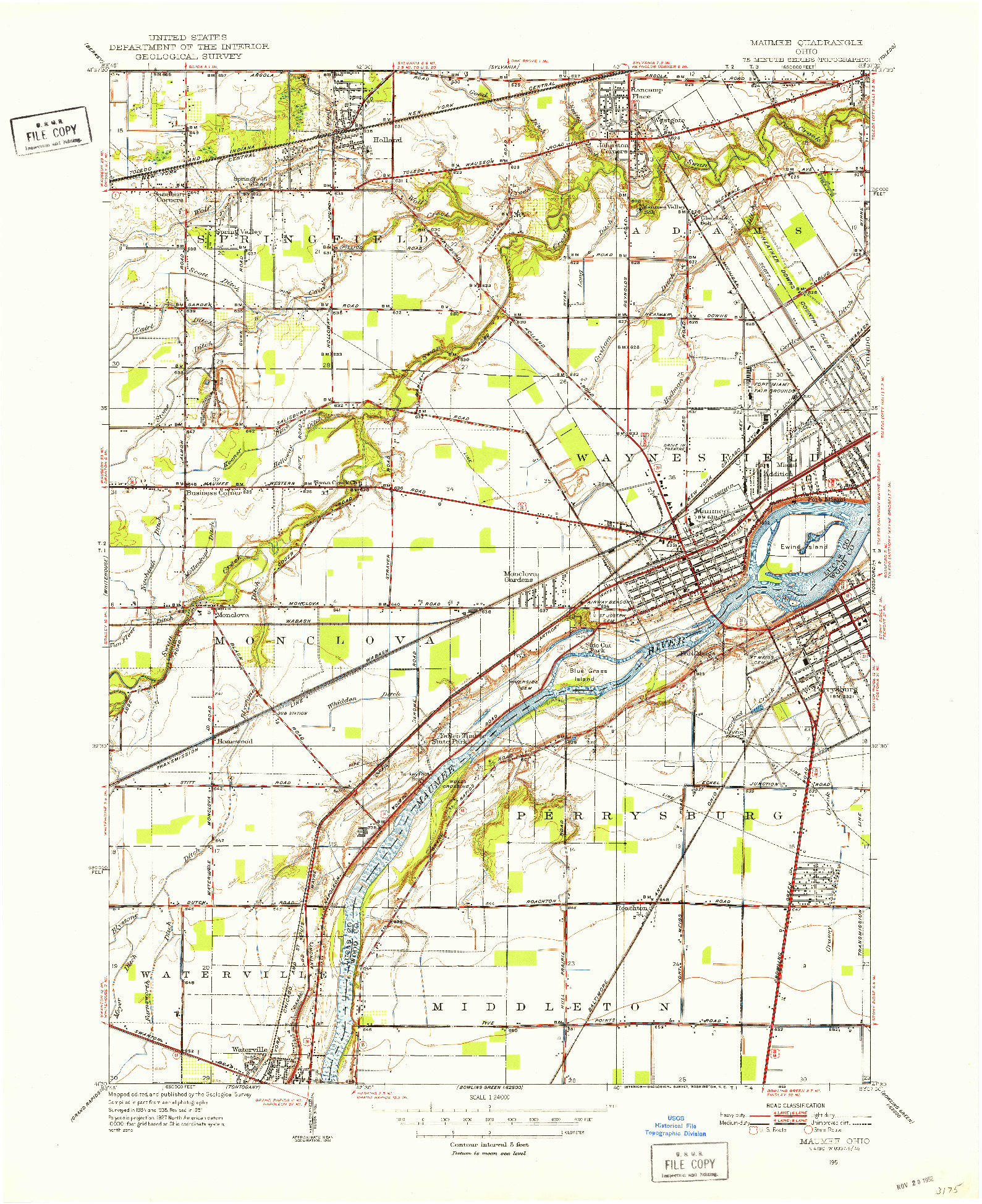 USGS 1:24000-SCALE QUADRANGLE FOR MAUMEE, OH 1951