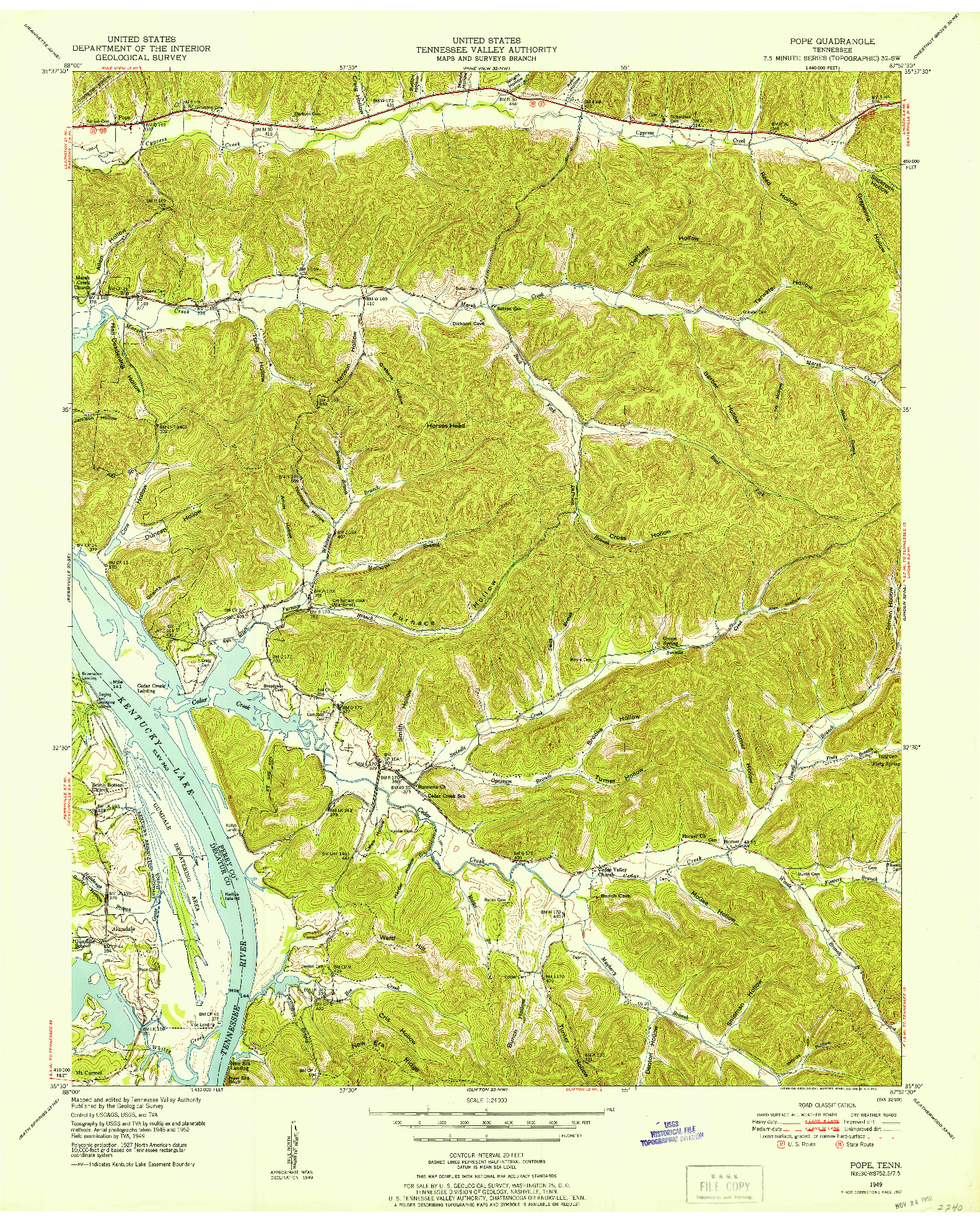 USGS 1:24000-SCALE QUADRANGLE FOR POPE, TN 1949