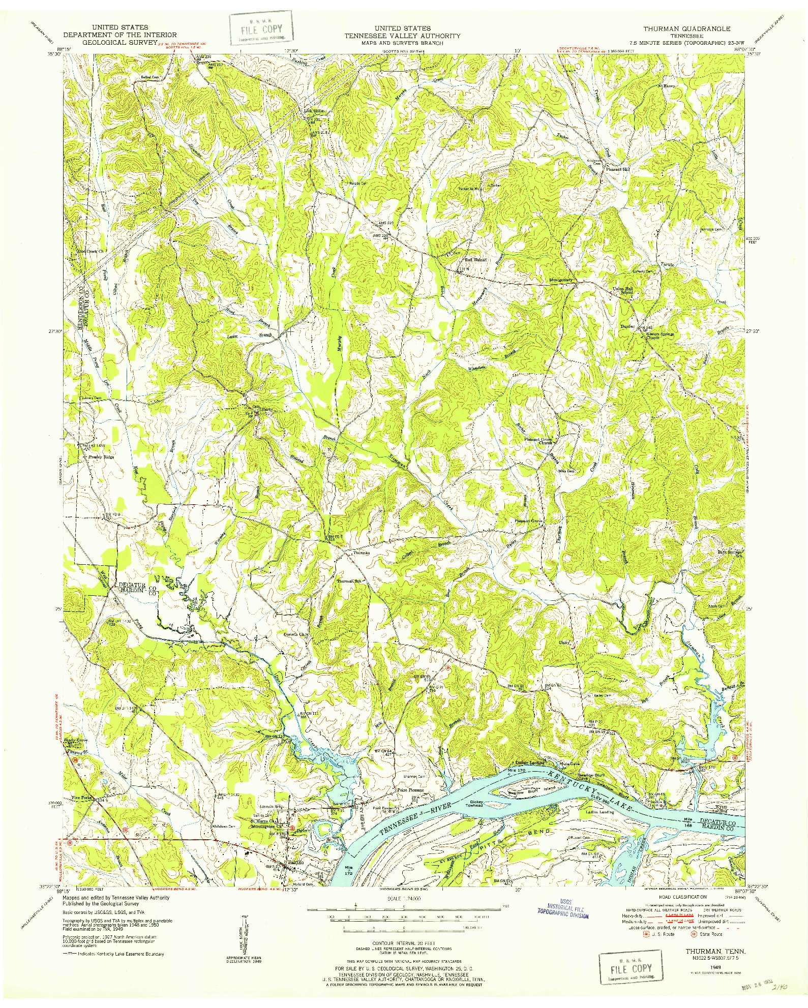 USGS 1:24000-SCALE QUADRANGLE FOR THURMAN, TN 1949