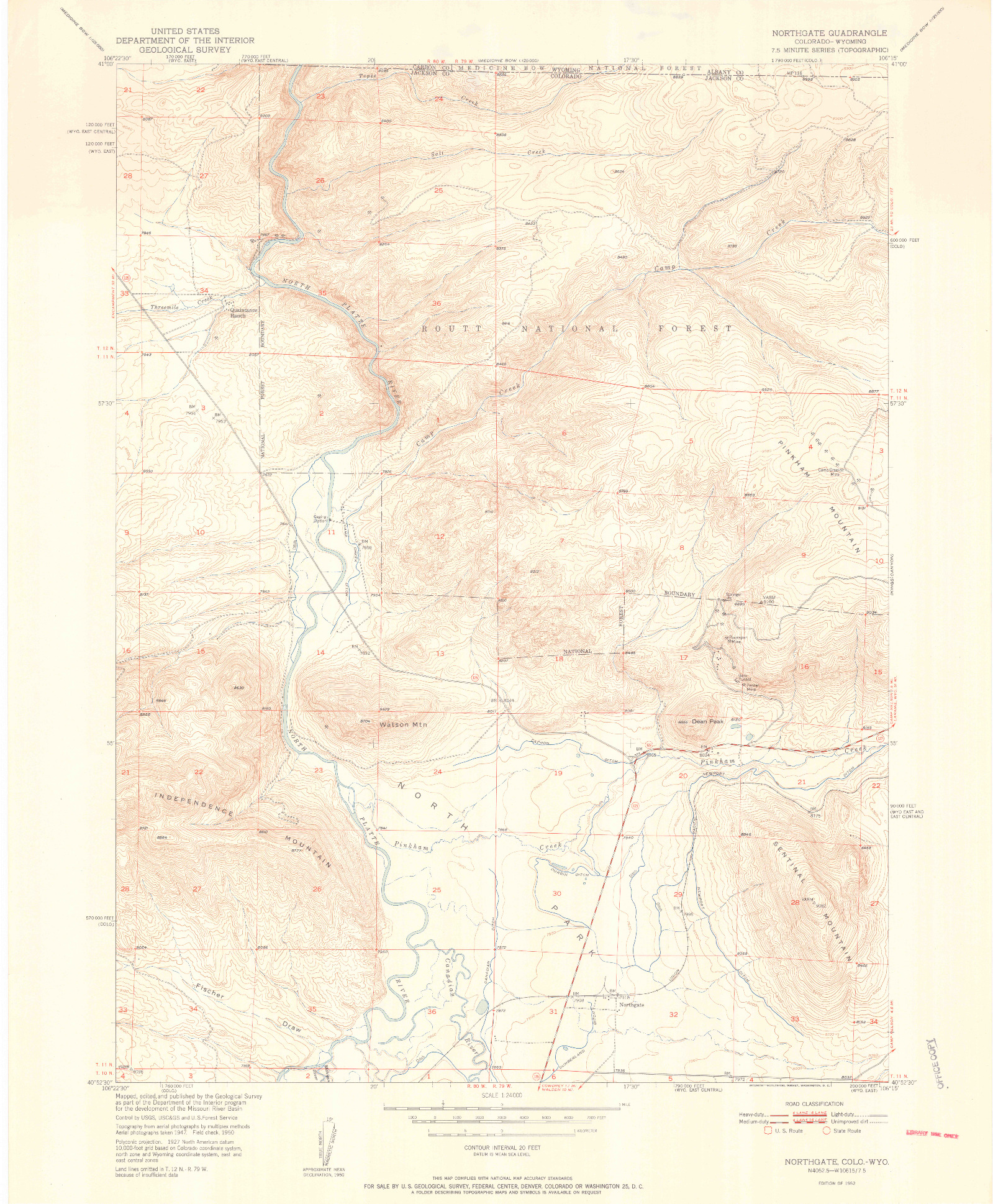 USGS 1:24000-SCALE QUADRANGLE FOR NORTHGATE, CO 1952