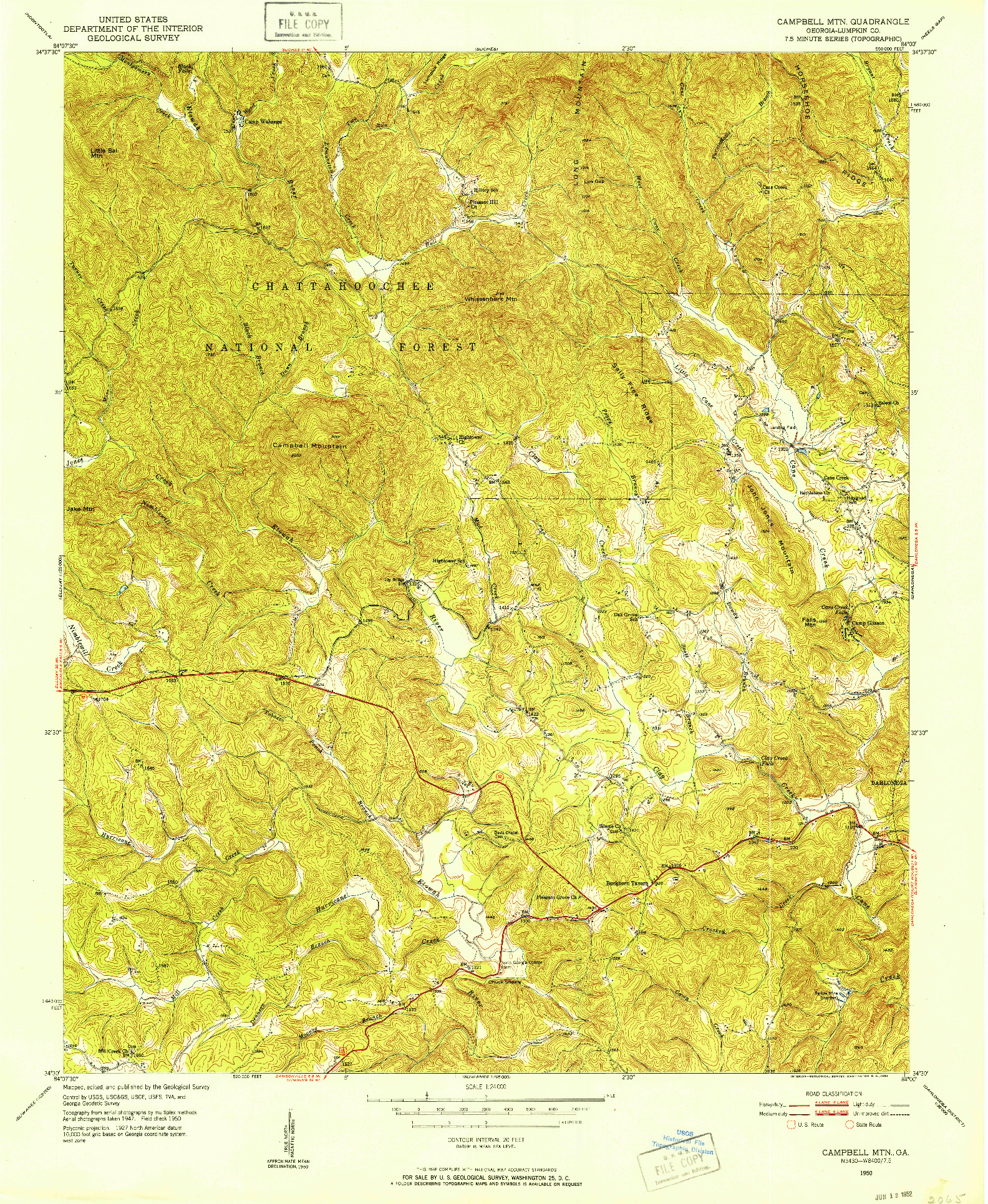 USGS 1:24000-SCALE QUADRANGLE FOR CAMPBELL MTN, GA 1950