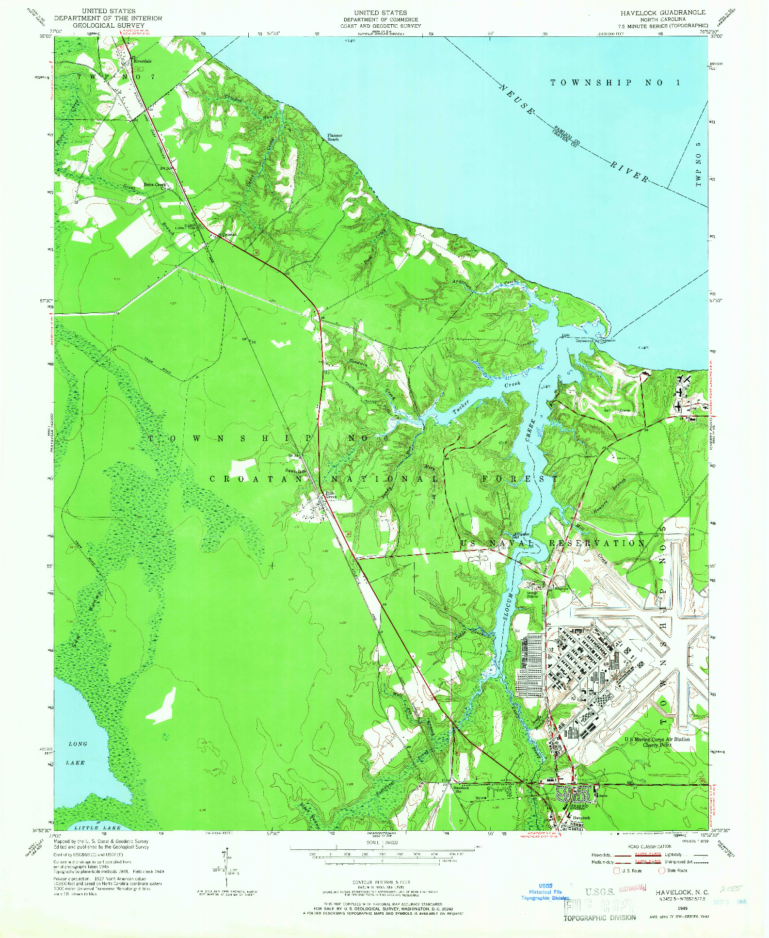 USGS 1:24000-SCALE QUADRANGLE FOR HAVELOCK, NC 1949