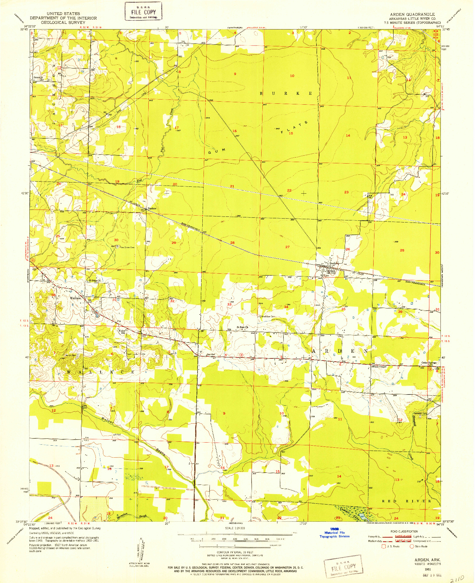 USGS 1:24000-SCALE QUADRANGLE FOR ARDEN, AR 1951