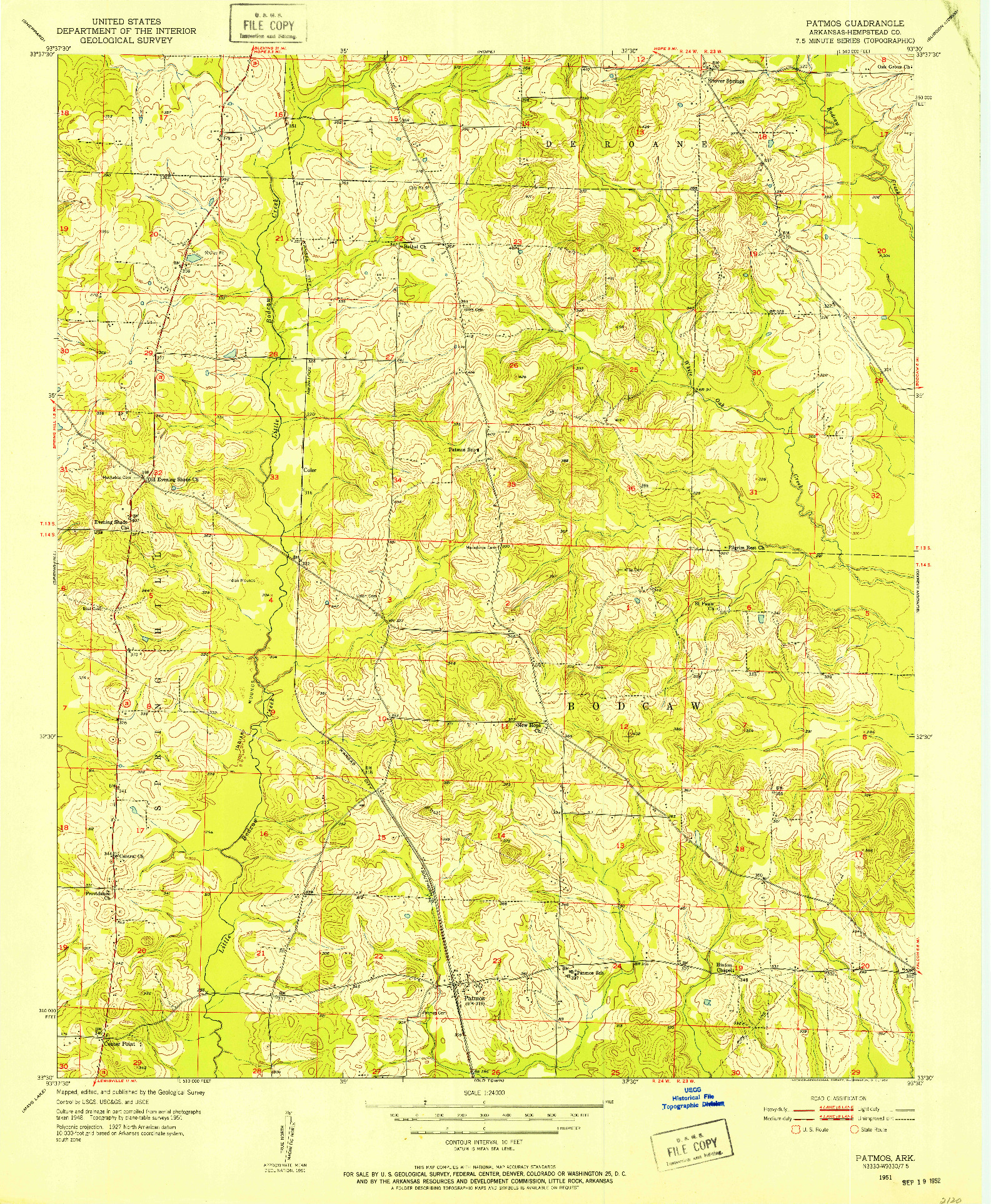 USGS 1:24000-SCALE QUADRANGLE FOR PATMOS, AR 1951