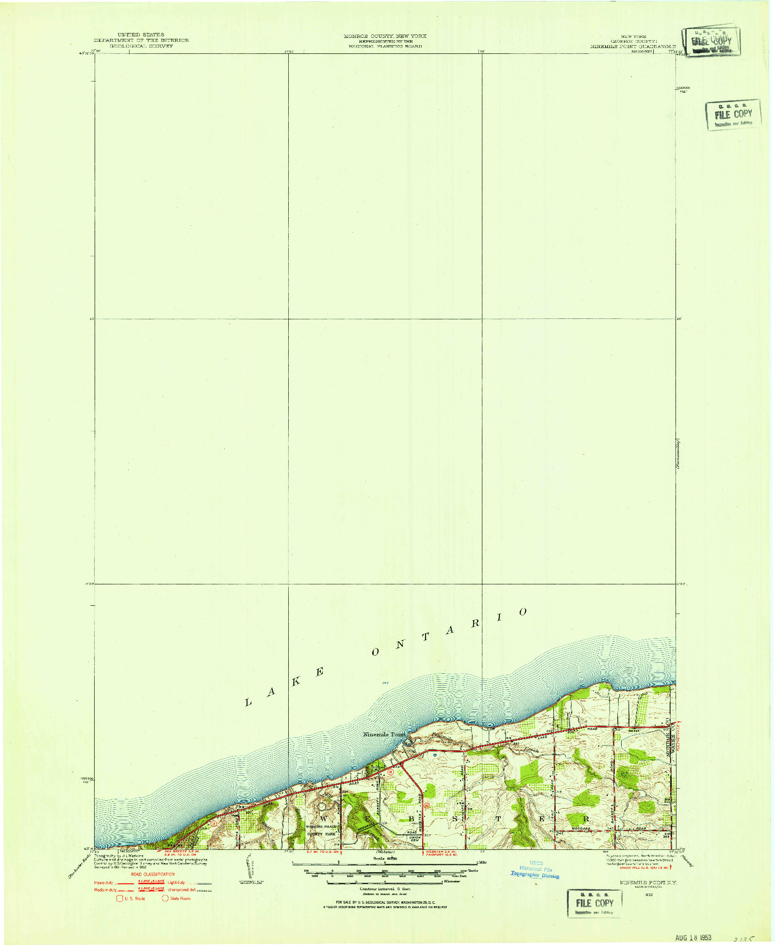 USGS 1:24000-SCALE QUADRANGLE FOR NINEMILE POINT, NY 1952