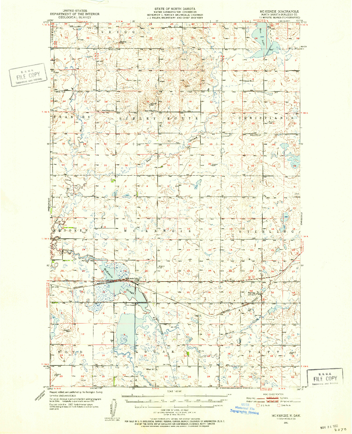 USGS 1:62500-SCALE QUADRANGLE FOR MCKENZIE, ND 1951