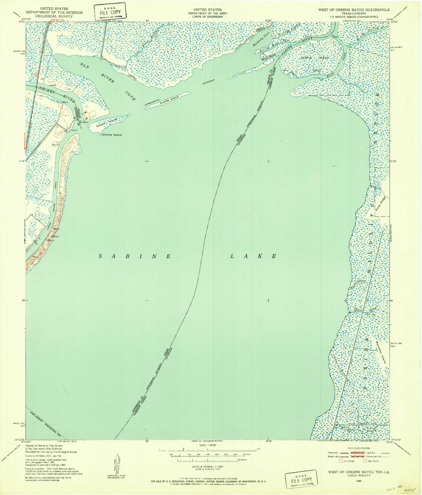 USGS 1:24000-SCALE QUADRANGLE FOR WEST OF GREENS BAYOU, TX 1943