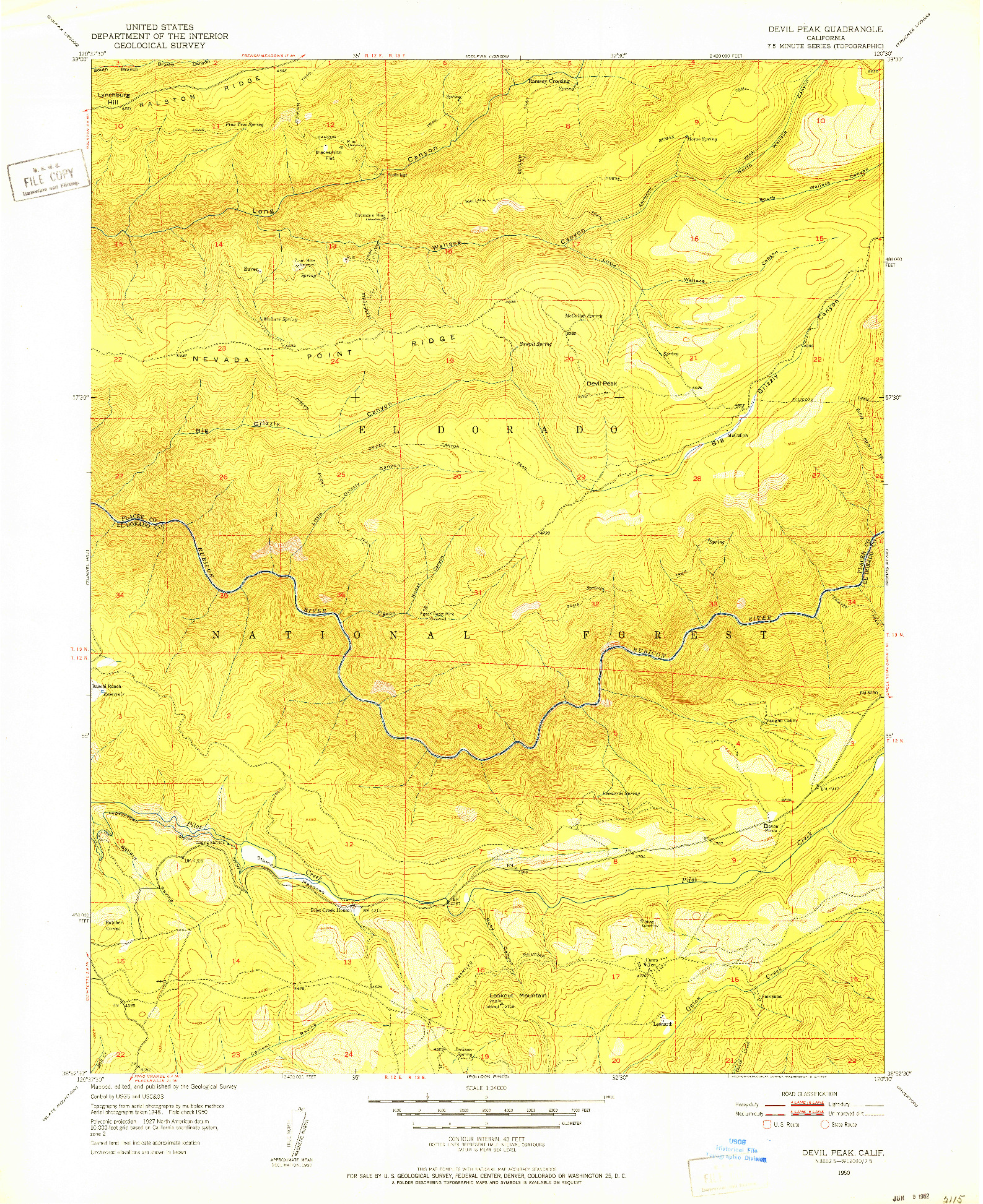 USGS 1:24000-SCALE QUADRANGLE FOR DEVIL PEAK, CA 1950