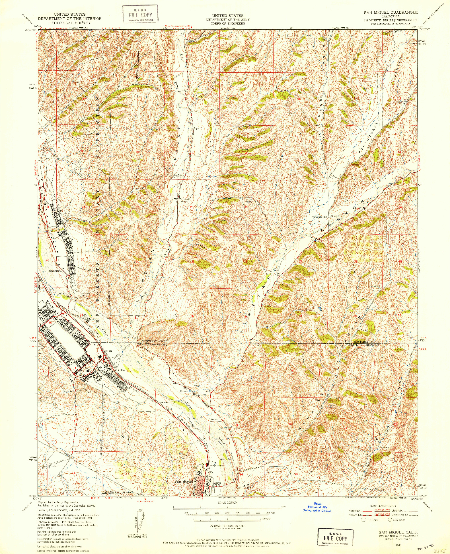USGS 1:24000-SCALE QUADRANGLE FOR SAN MIGUEL, CA 1948