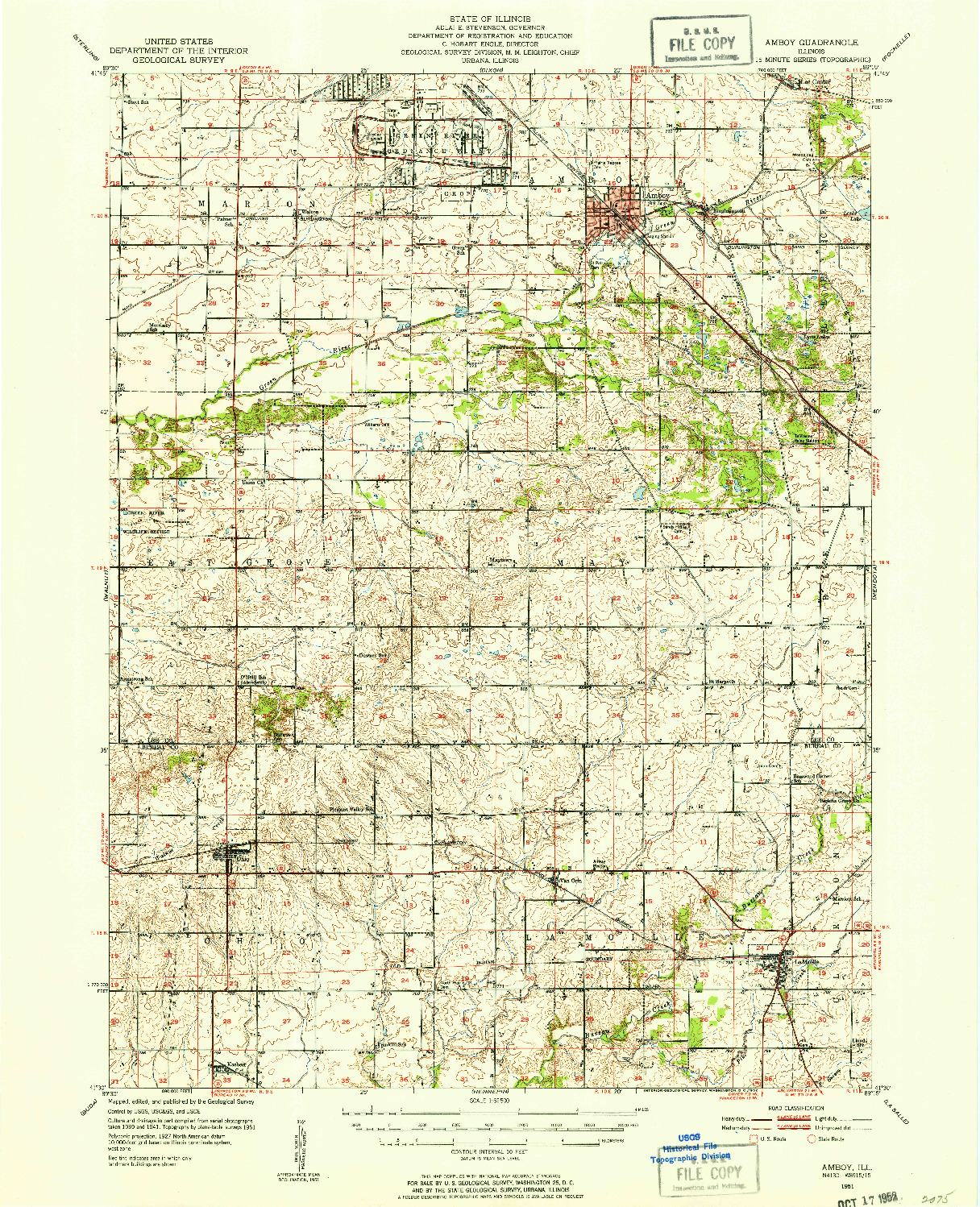 USGS 1:62500-SCALE QUADRANGLE FOR AMBOY, IL 1951