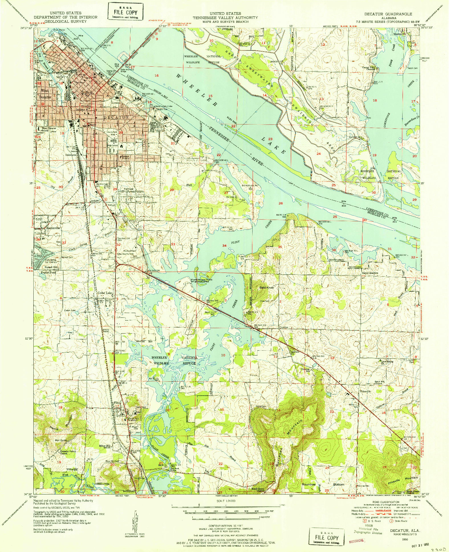 USGS 1:24000-SCALE QUADRANGLE FOR DECATUR, AL 1950