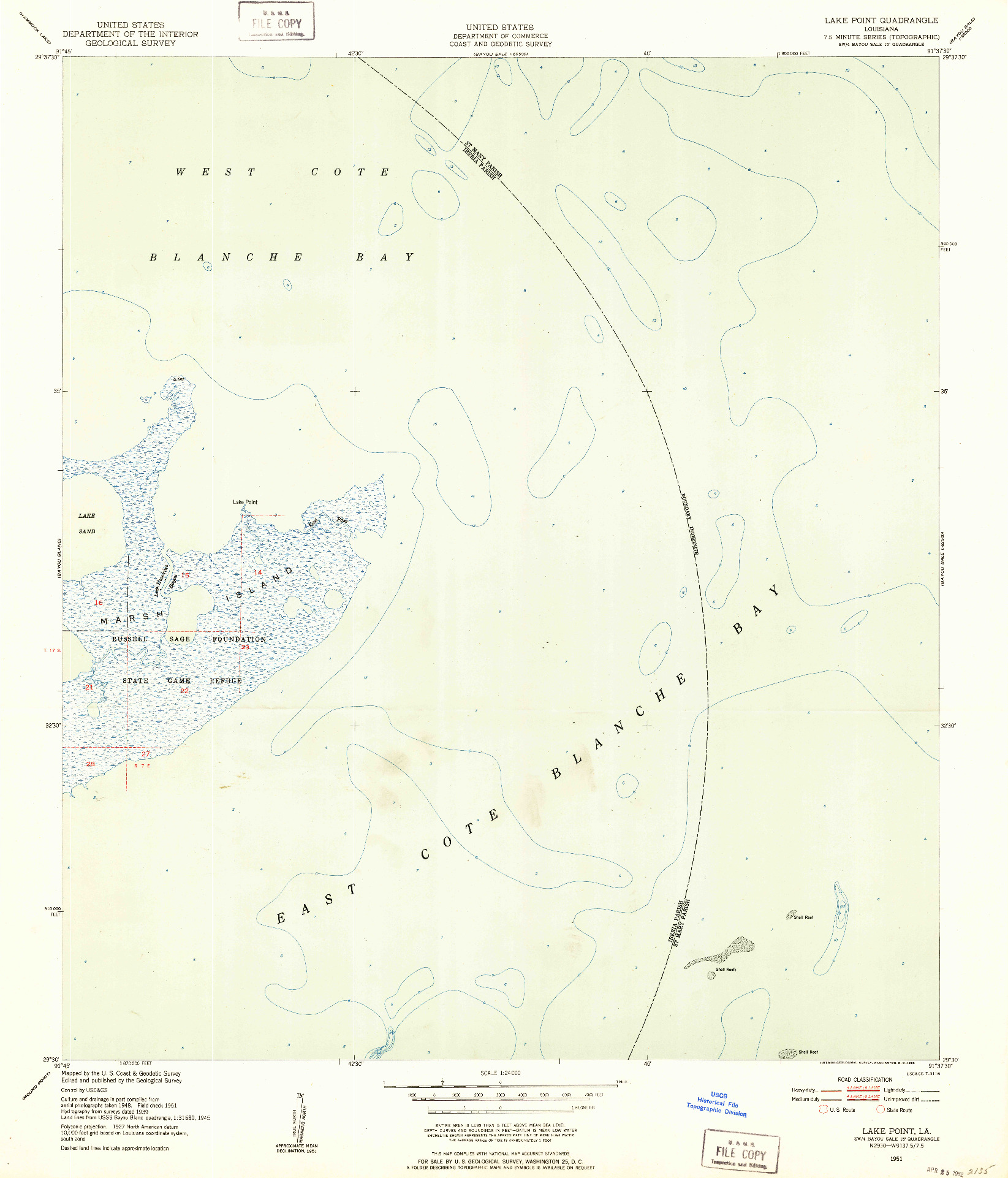 USGS 1:24000-SCALE QUADRANGLE FOR LAKE POINT, LA 1951