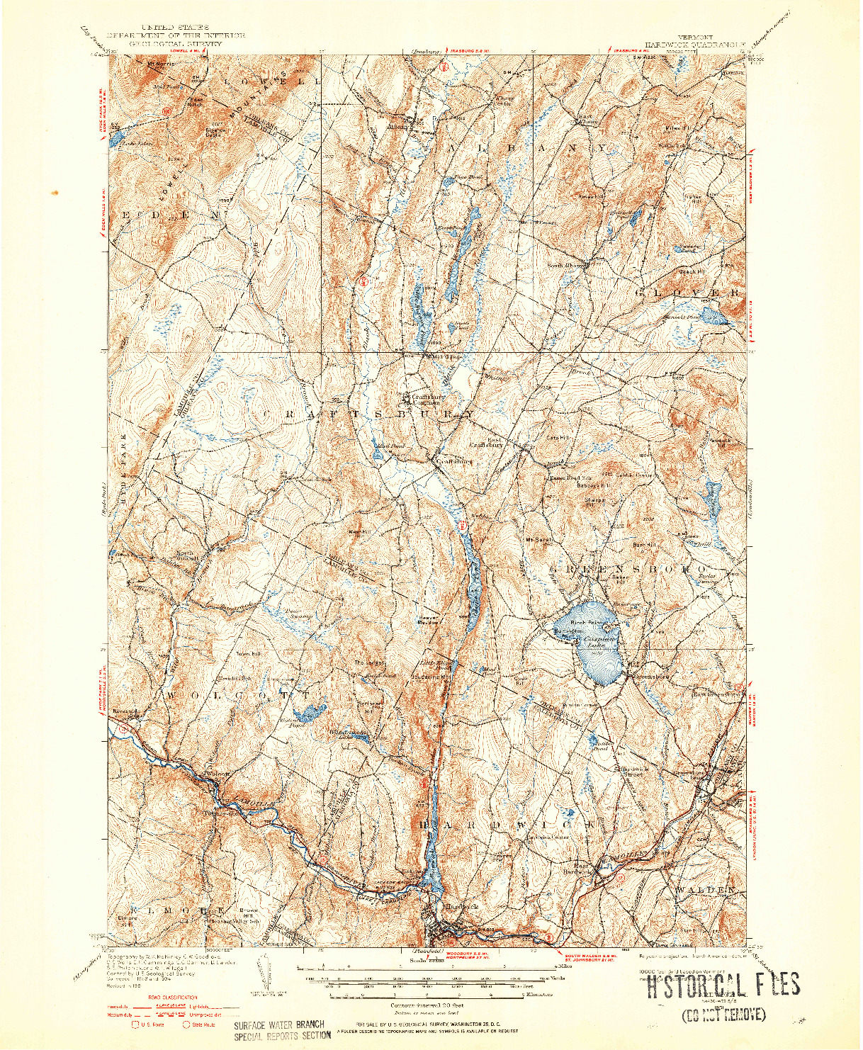 USGS 1:62500-SCALE QUADRANGLE FOR HARDWICK, VT 1951