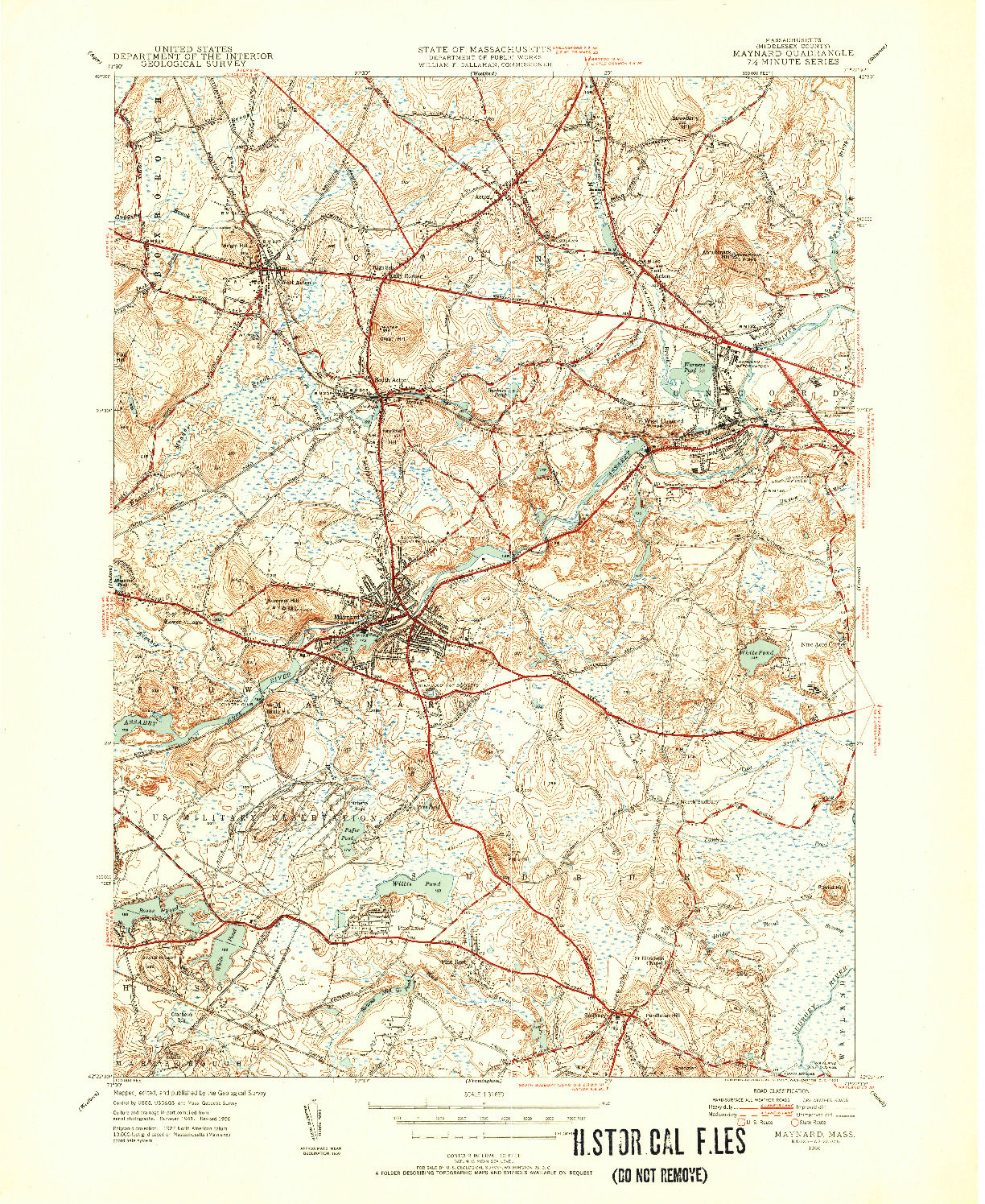 USGS 1:31680-SCALE QUADRANGLE FOR MAYNARD, MA 1950