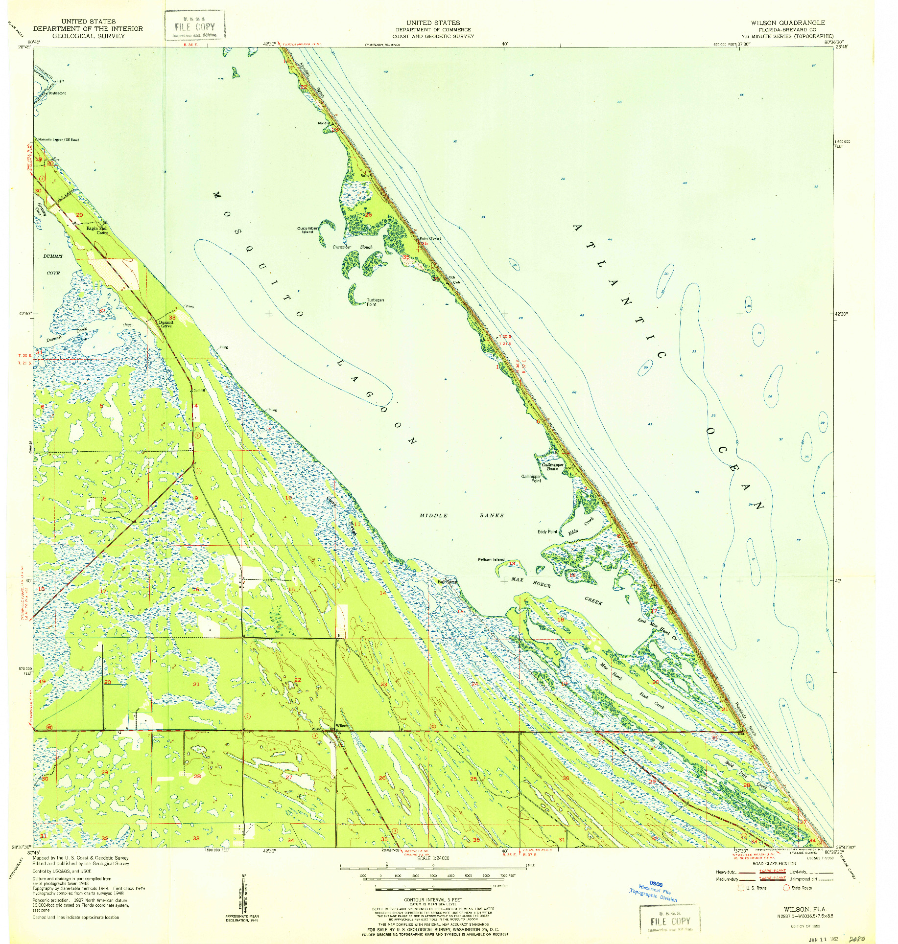 USGS 1:24000-SCALE QUADRANGLE FOR WILSON, FL 1952