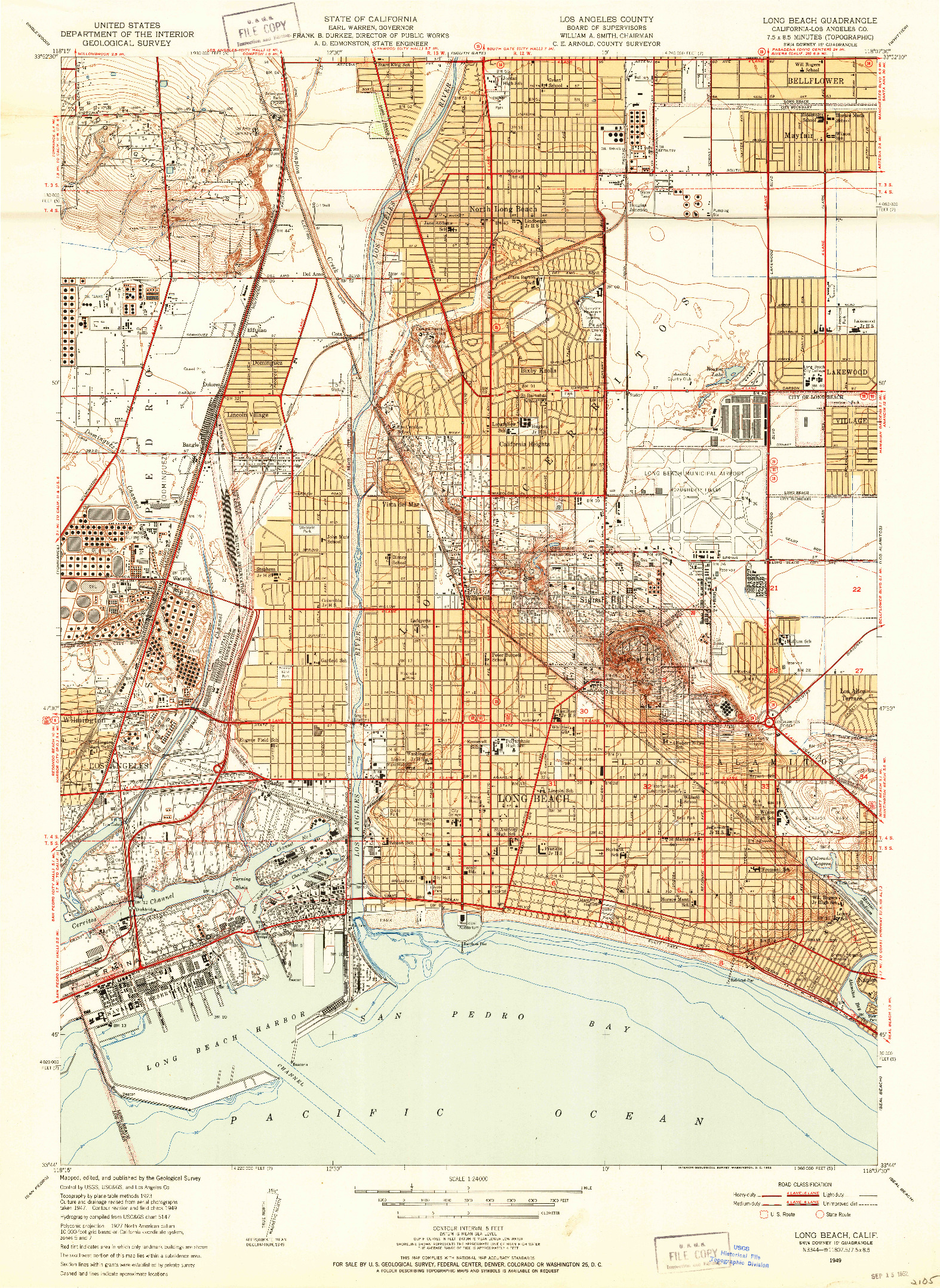 USGS 1:24000-SCALE QUADRANGLE FOR LONG BEACH, CA 1949