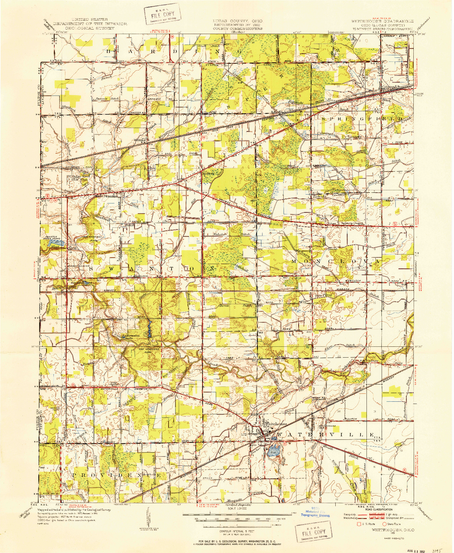 USGS 1:24000-SCALE QUADRANGLE FOR WHITEHOUSE, OH 1951