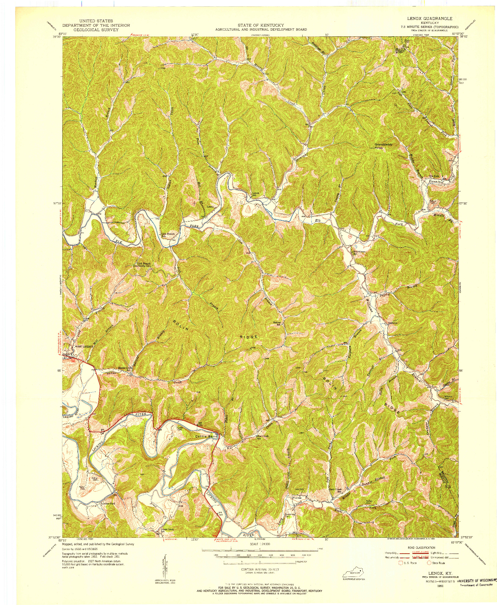 USGS 1:24000-SCALE QUADRANGLE FOR LENOX, KY 1950
