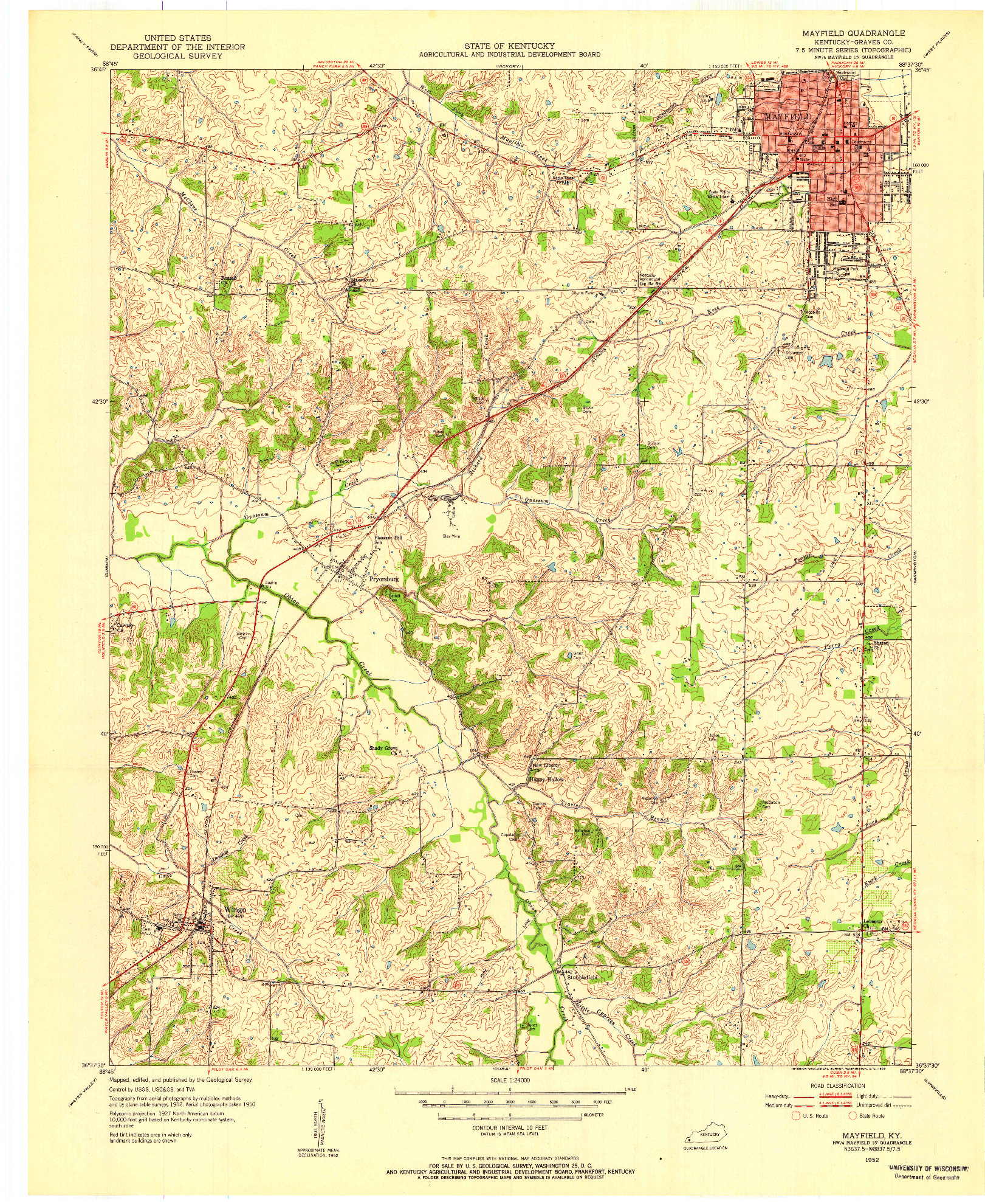 USGS 1:24000-SCALE QUADRANGLE FOR MAYFIELD, KY 1952