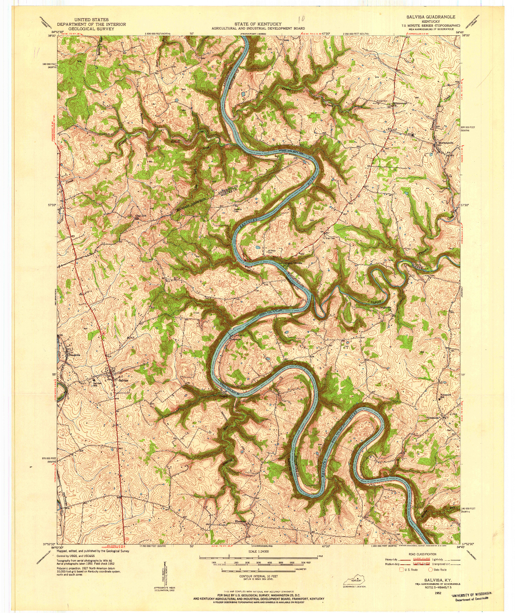 USGS 1:24000-SCALE QUADRANGLE FOR SALVISA, KY 1952