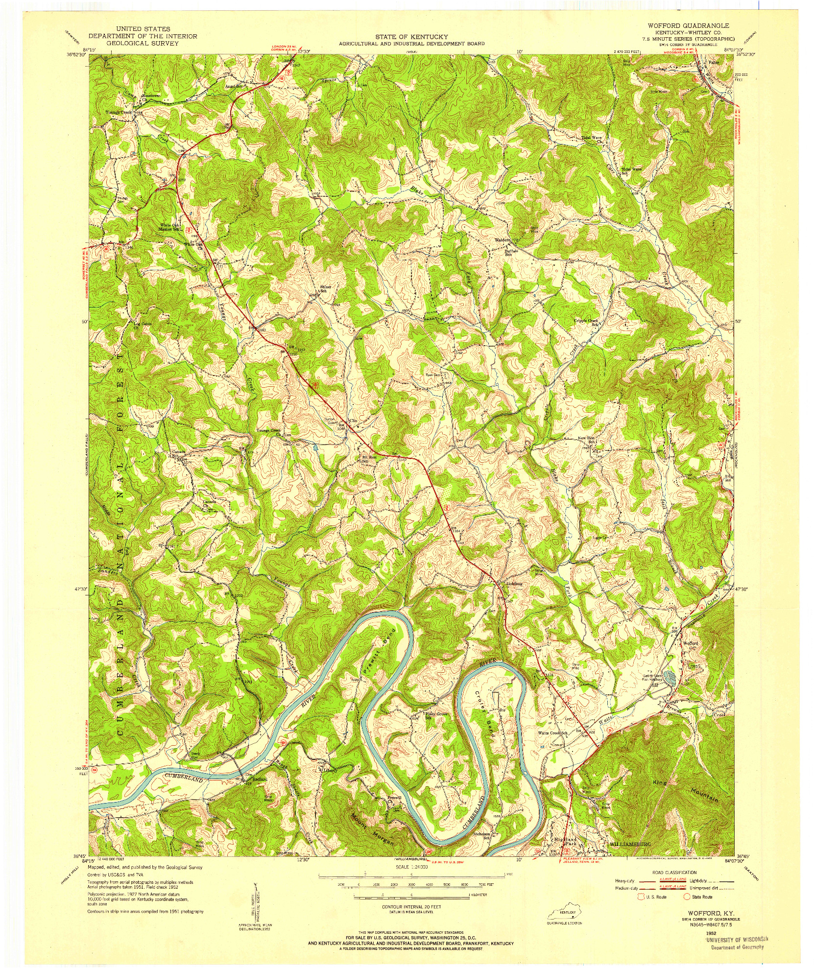 USGS 1:24000-SCALE QUADRANGLE FOR WOFFORD, KY 1952