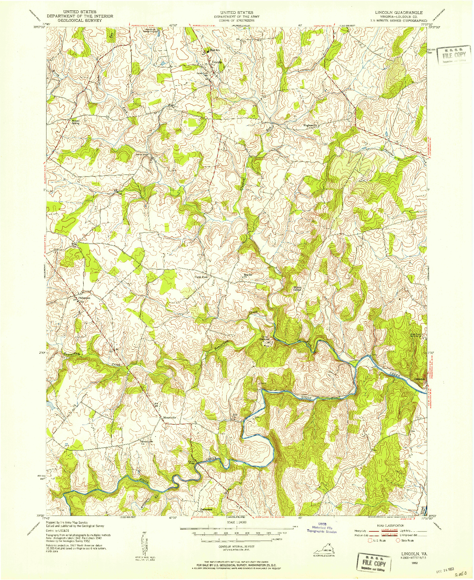 USGS 1:24000-SCALE QUADRANGLE FOR LINCOLN, VA 1952