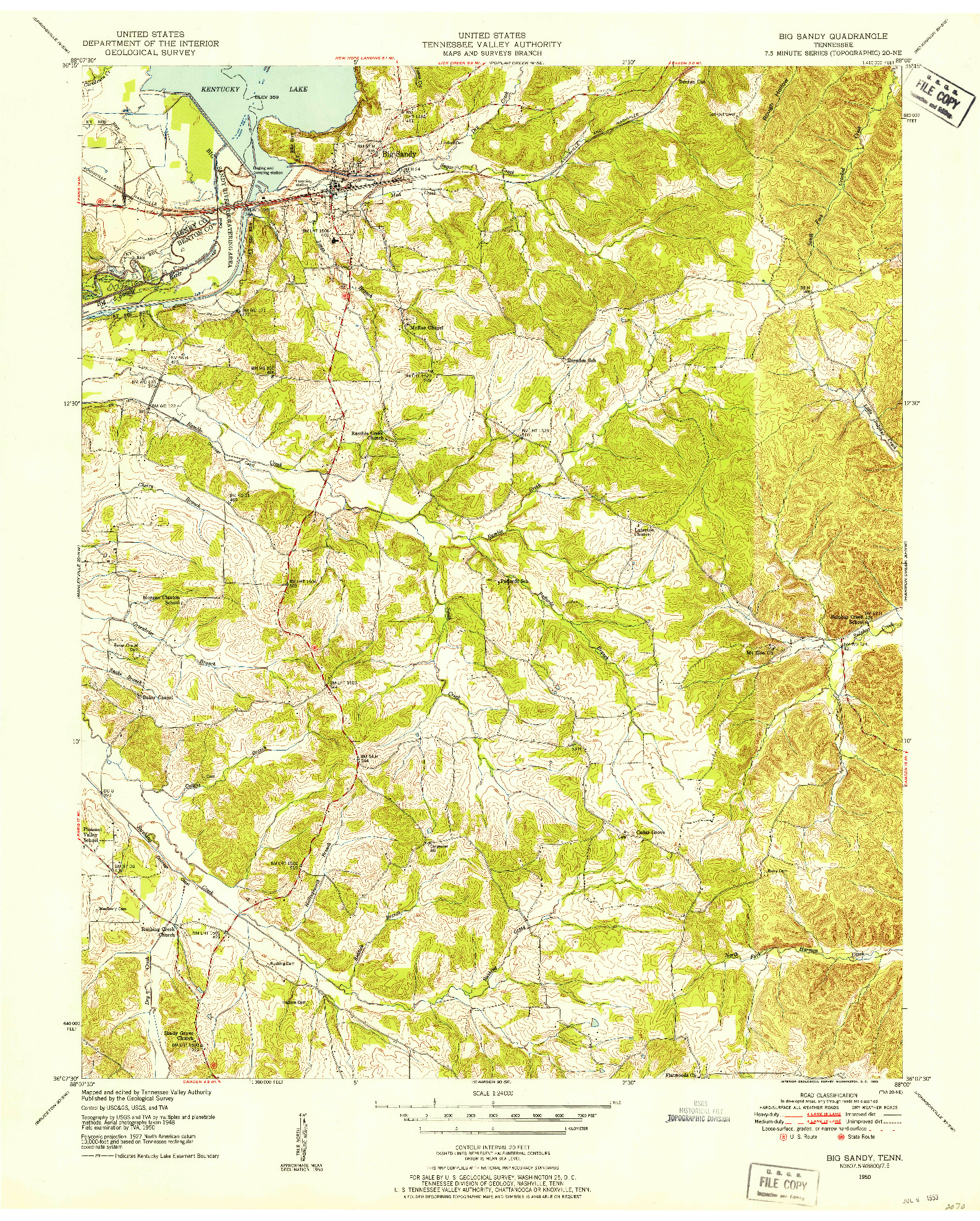 USGS 1:24000-SCALE QUADRANGLE FOR BIG SANDY, TN 1950