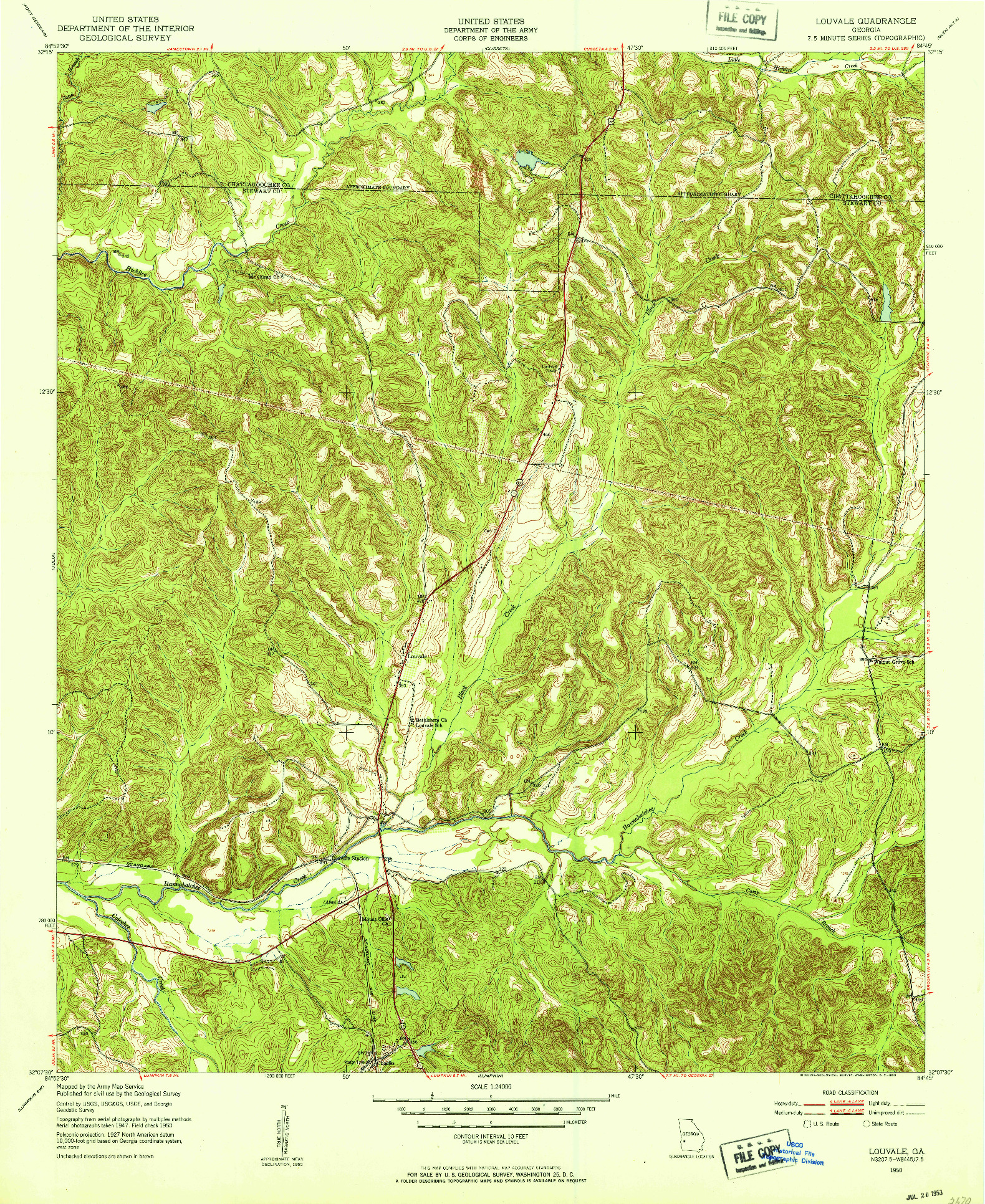 USGS 1:24000-SCALE QUADRANGLE FOR LOUVALE, GA 1950