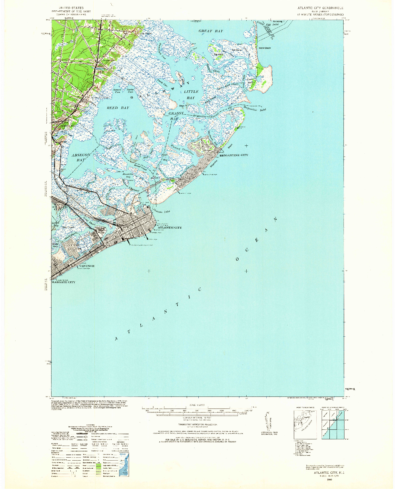 USGS 1:62500-SCALE QUADRANGLE FOR ATLANTIC CITY, NJ 1940