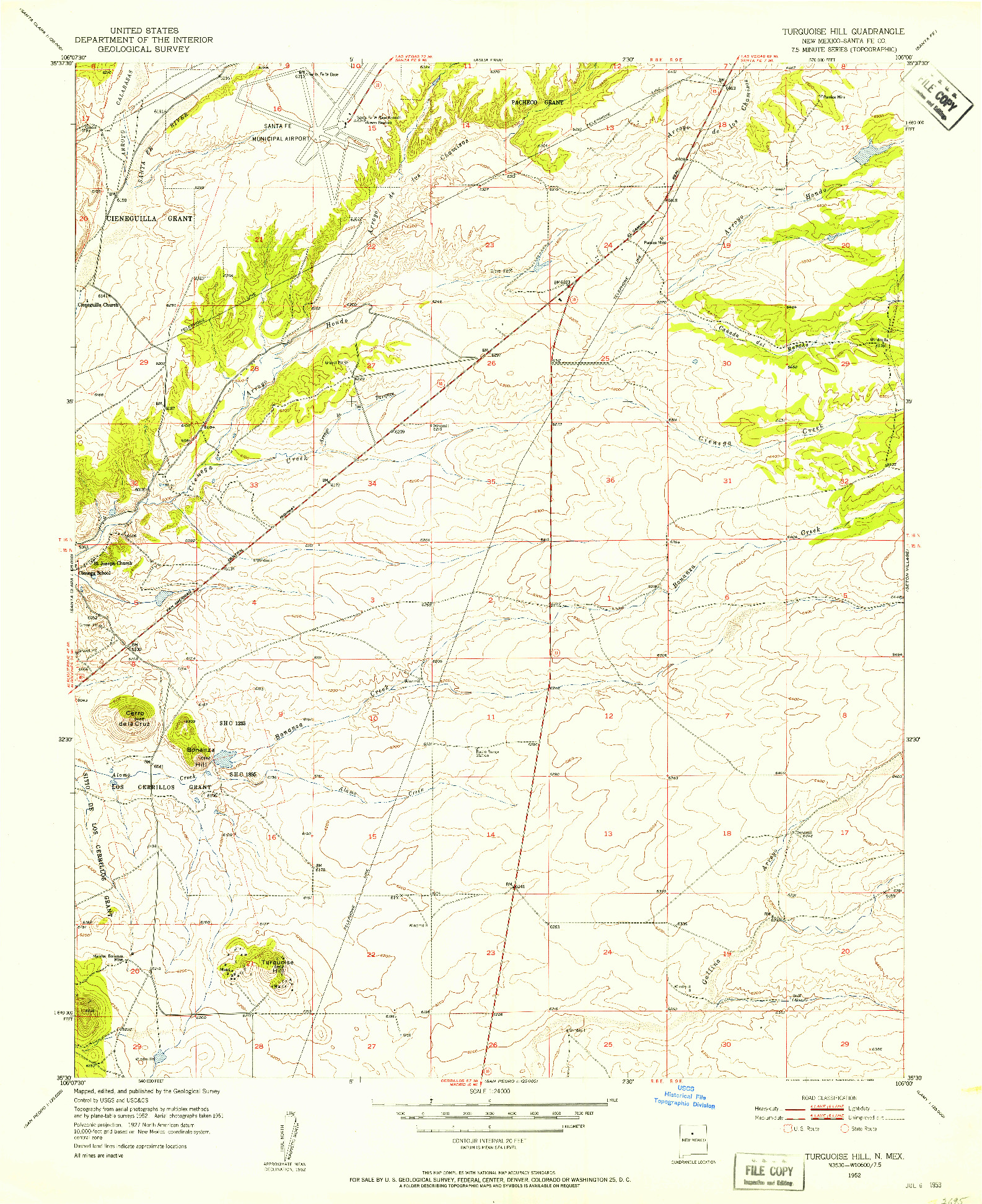 USGS 1:24000-SCALE QUADRANGLE FOR TURQUOISE HILL, NM 1952