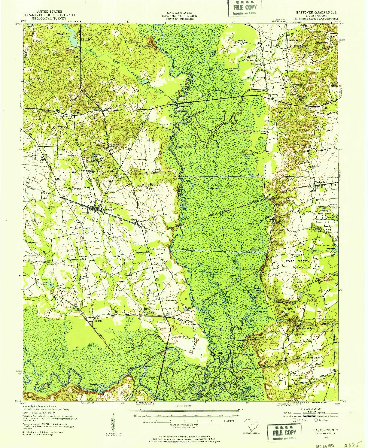 USGS 1:62500-SCALE QUADRANGLE FOR EASTOVER, SC 1943