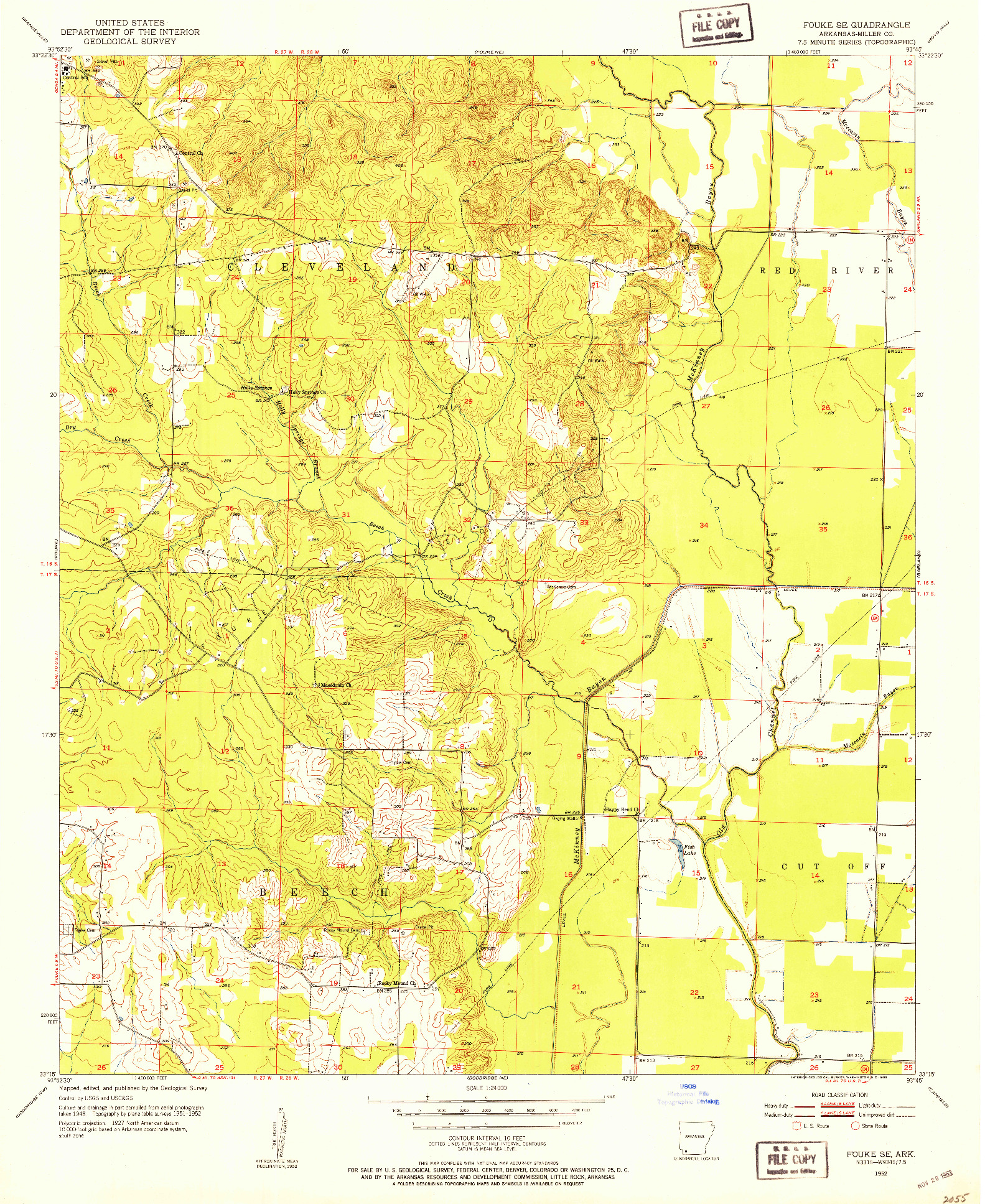 USGS 1:24000-SCALE QUADRANGLE FOR FOUKE SE, AR 1952