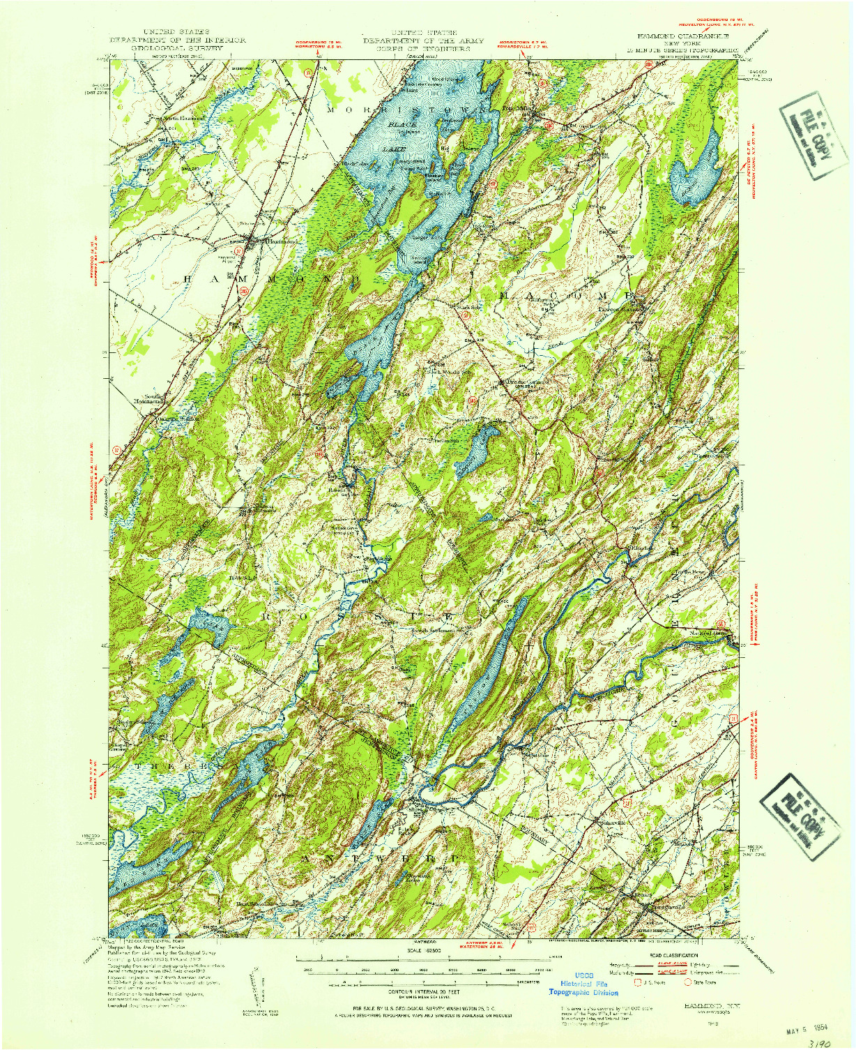 USGS 1:62500-SCALE QUADRANGLE FOR HAMMOND, NY 1949