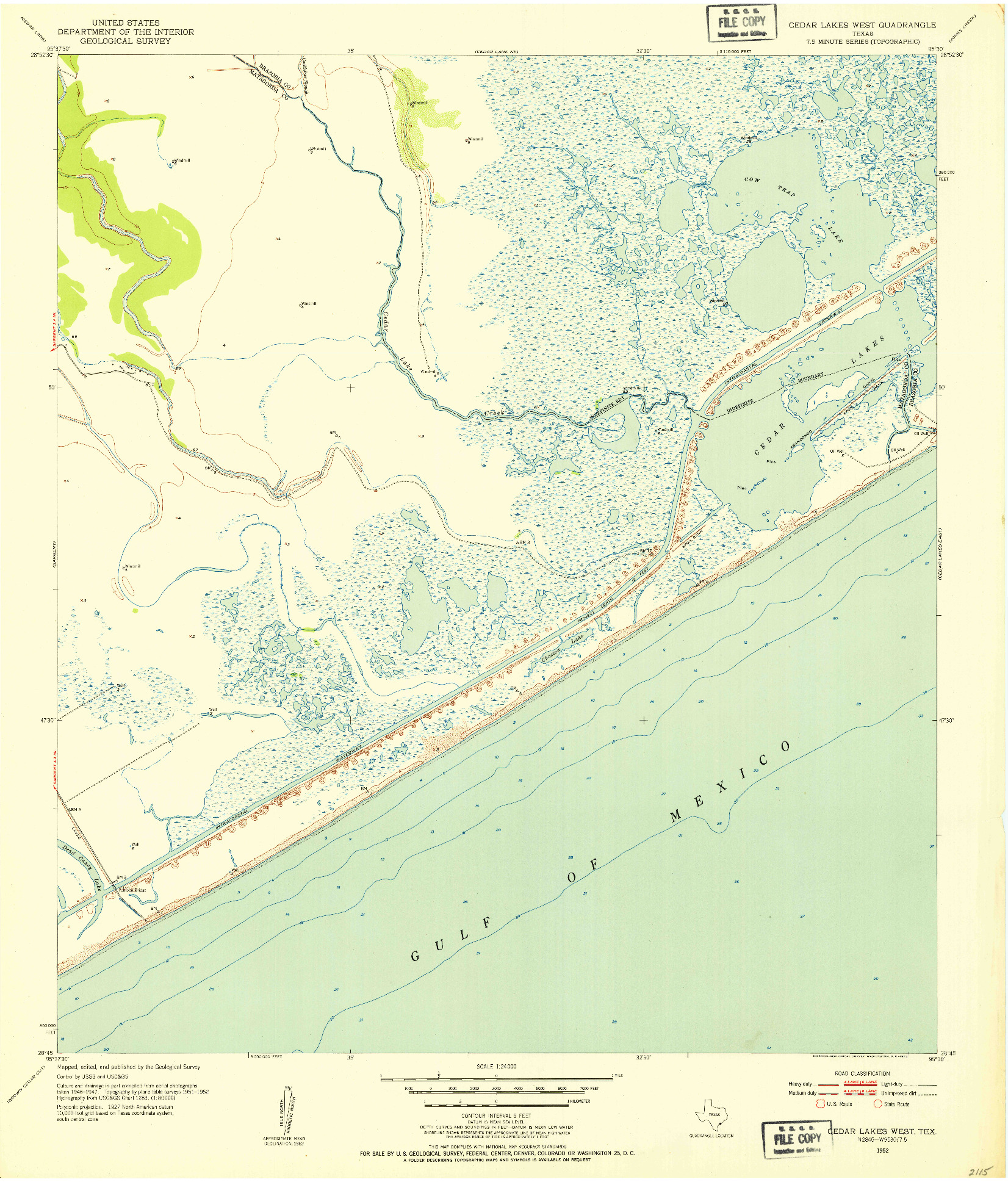 USGS 1:24000-SCALE QUADRANGLE FOR CEDAR LAKES WEST, TX 1952