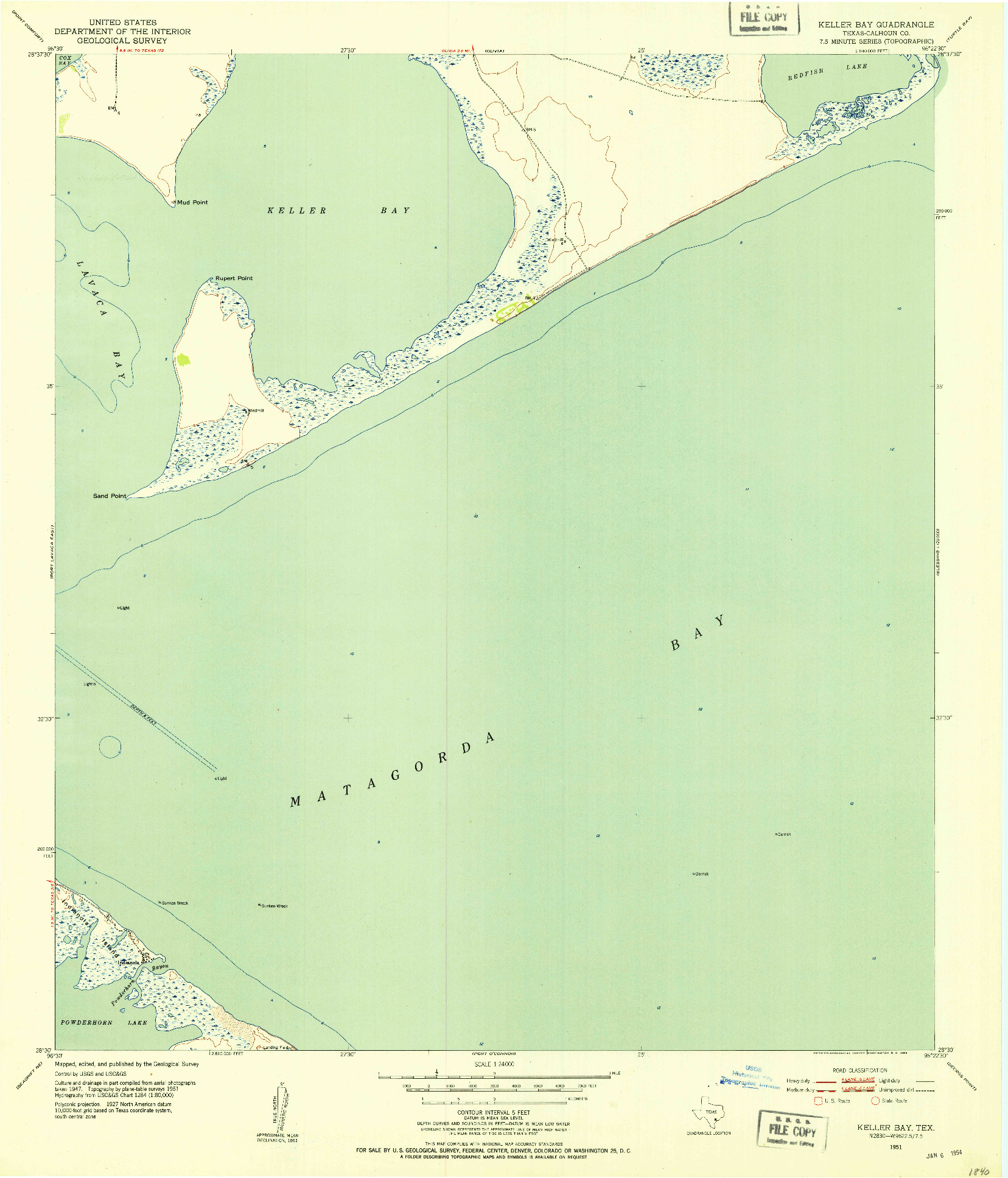 USGS 1:24000-SCALE QUADRANGLE FOR KELLER BAY, TX 1951