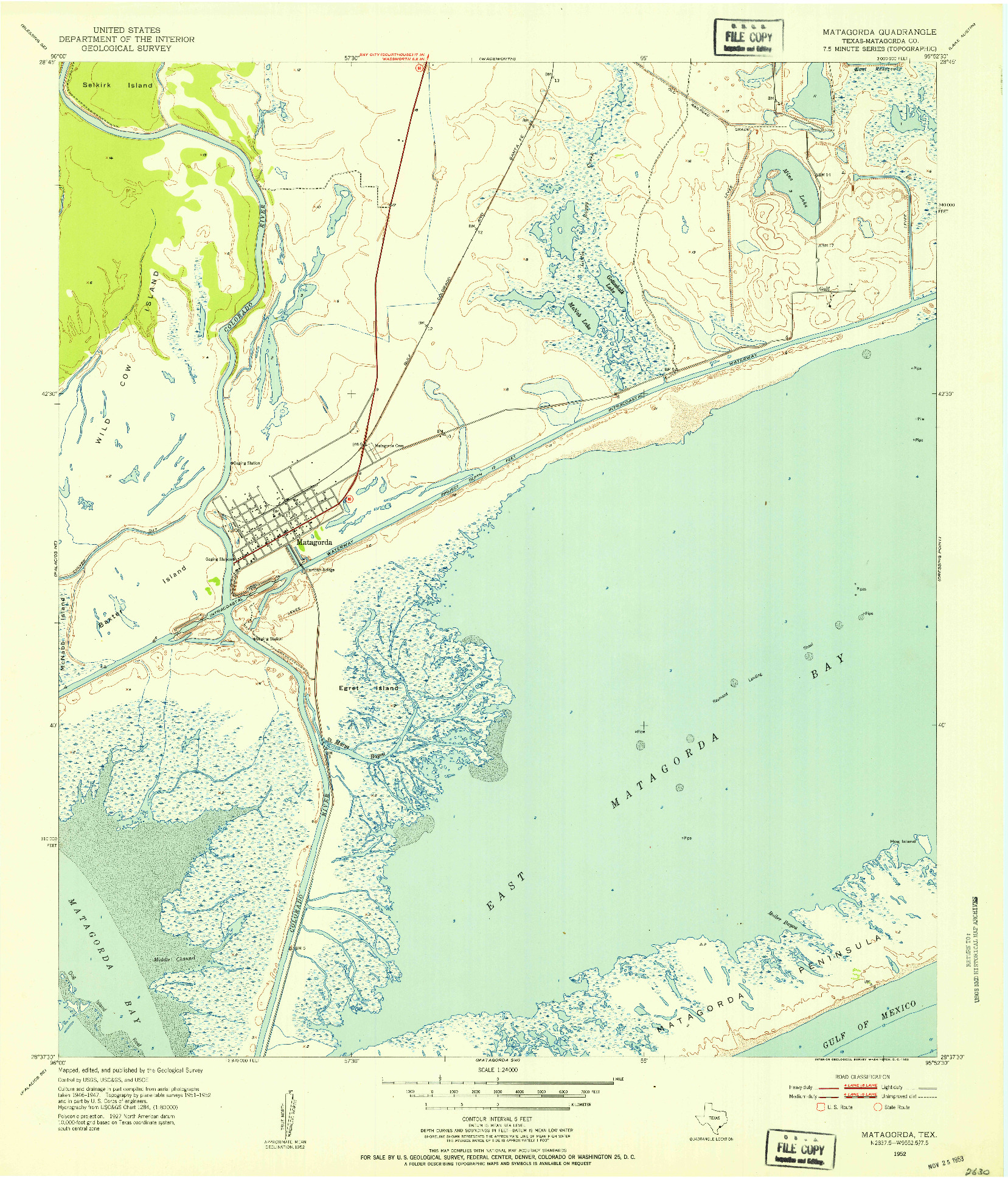 USGS 1:24000-SCALE QUADRANGLE FOR MATAGORDA, TX 1952