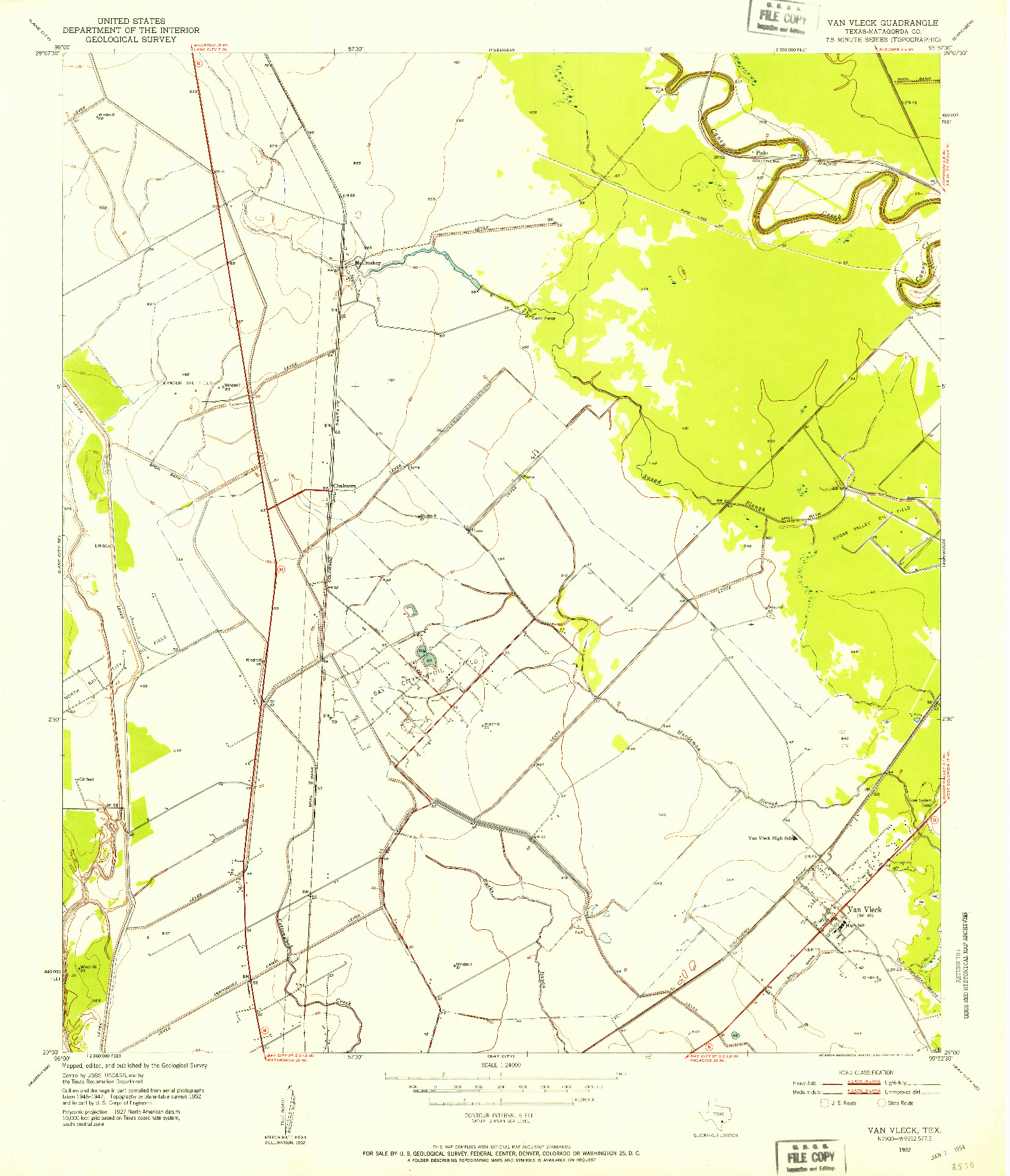 USGS 1:24000-SCALE QUADRANGLE FOR VAN VLECK, TX 1952