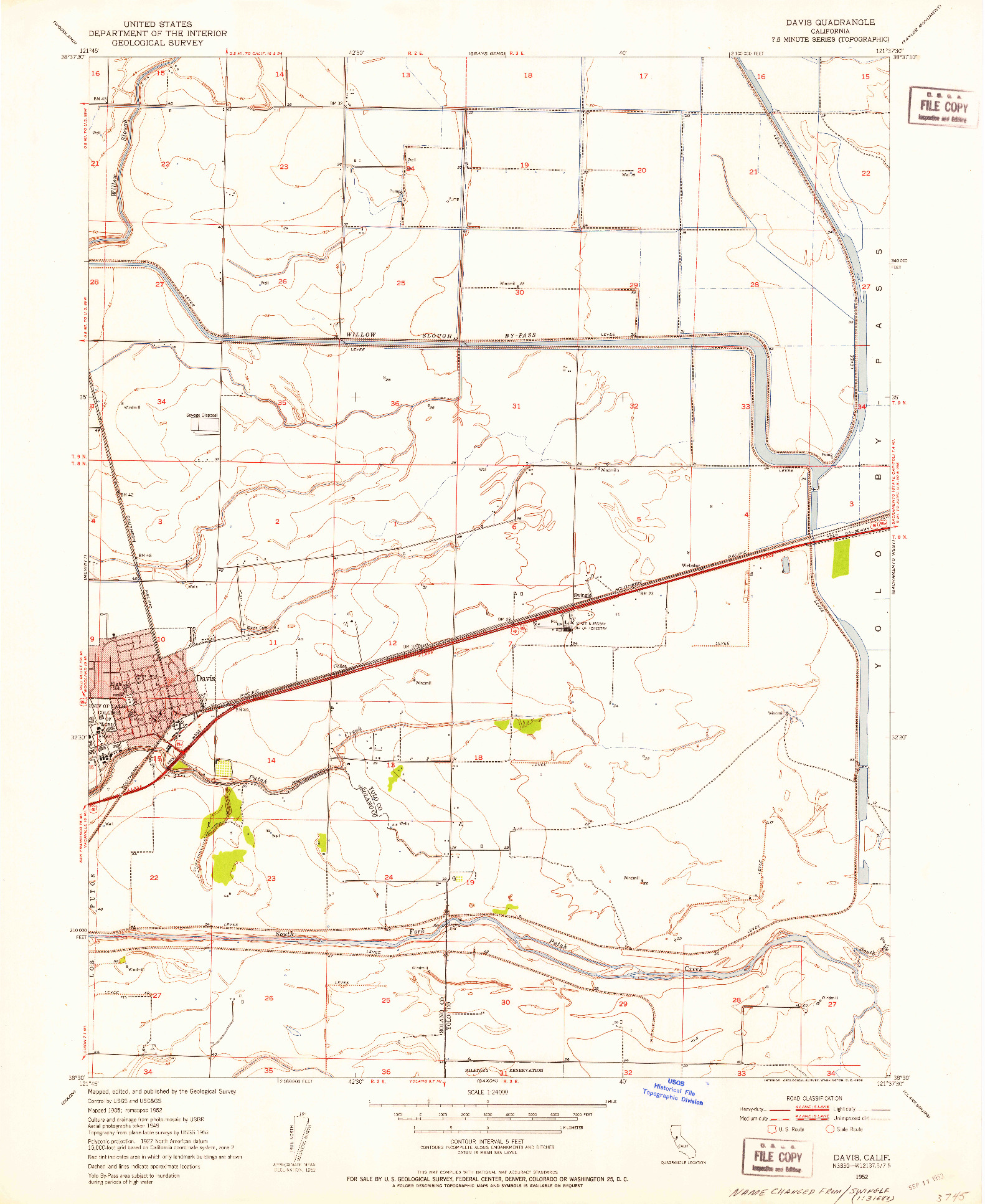 USGS 1:24000-SCALE QUADRANGLE FOR DAVIS, CA 1952