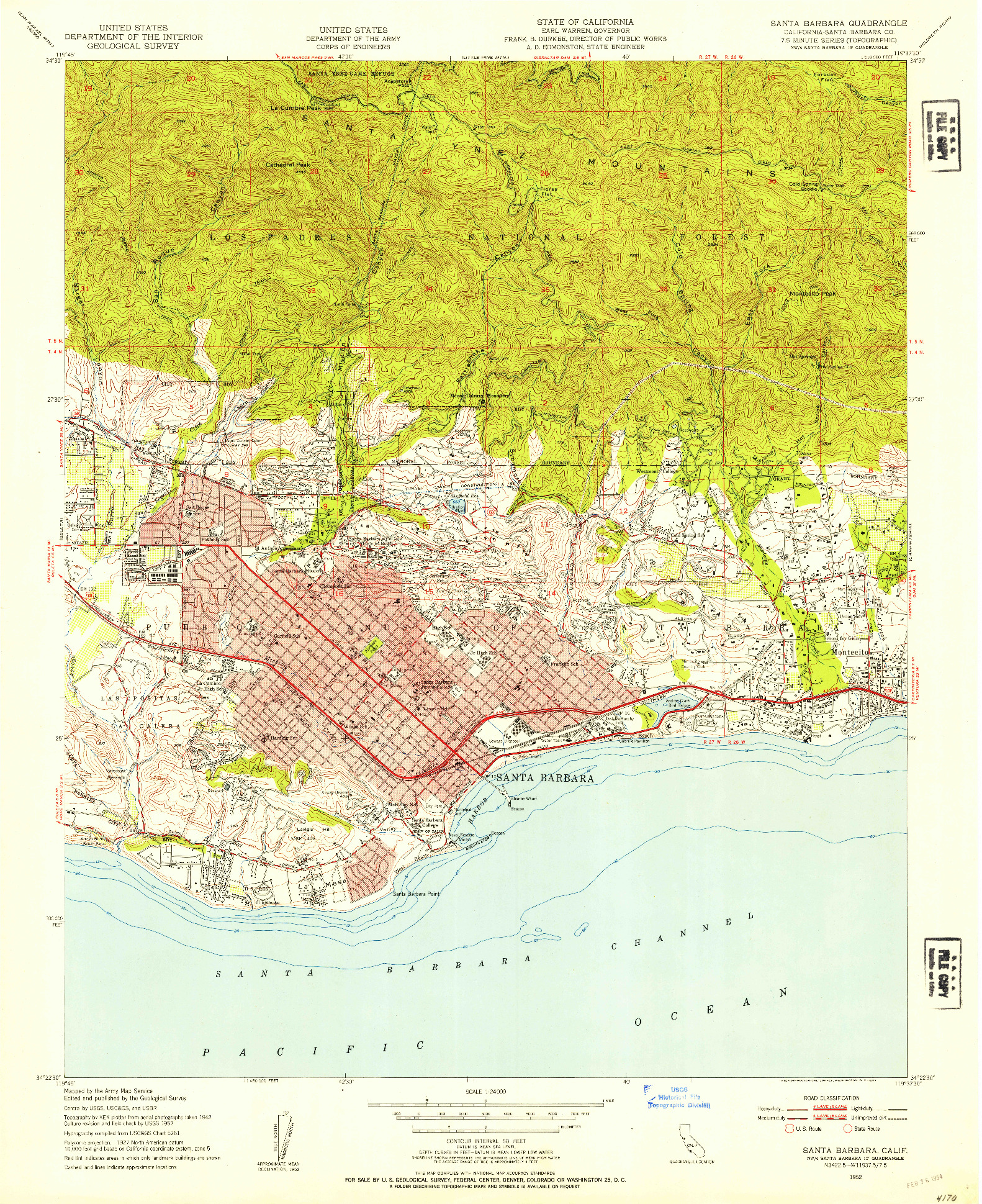 USGS 1:24000-SCALE QUADRANGLE FOR SANTA BARBARA, CA 1952